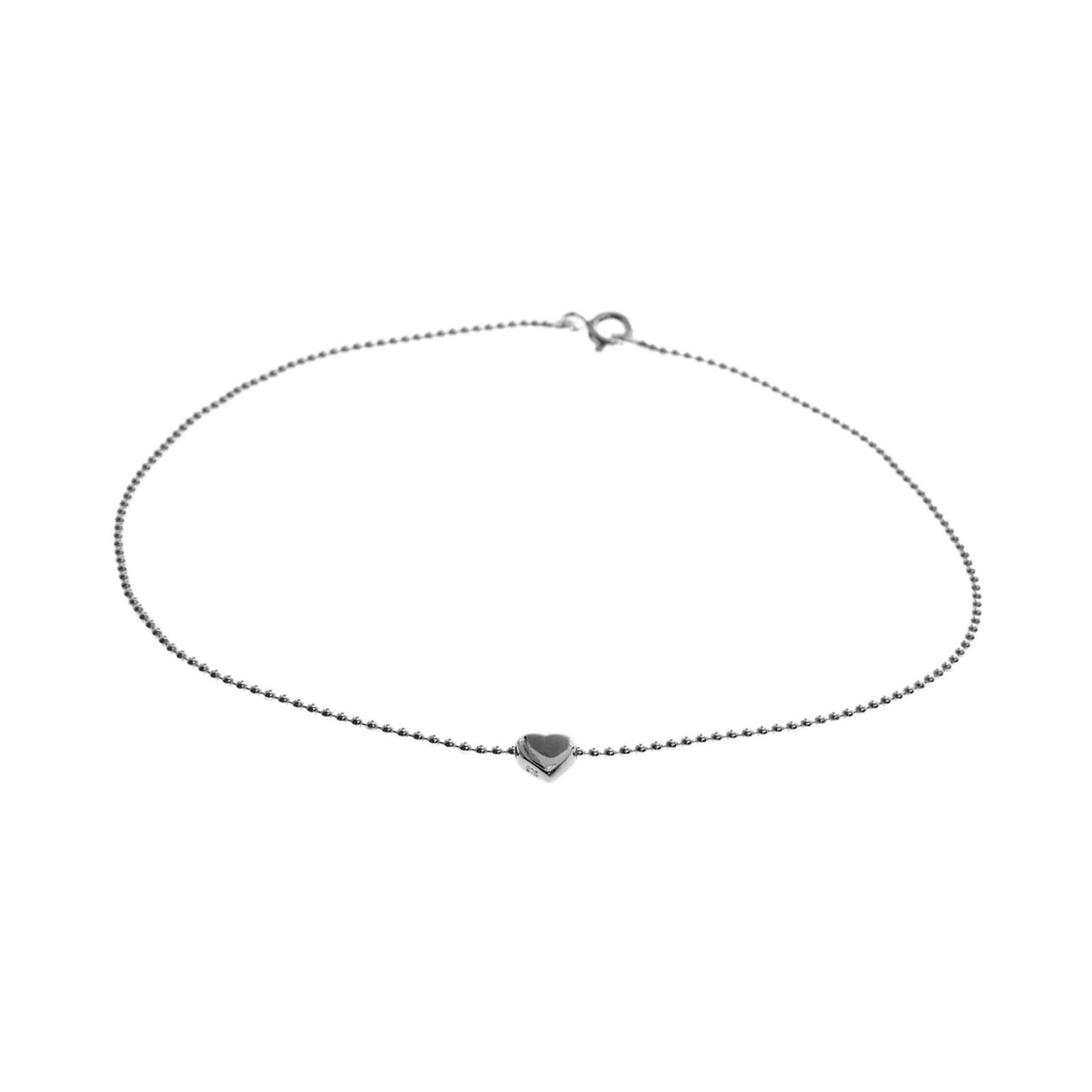 Amora silver ball chain & heart anklet
