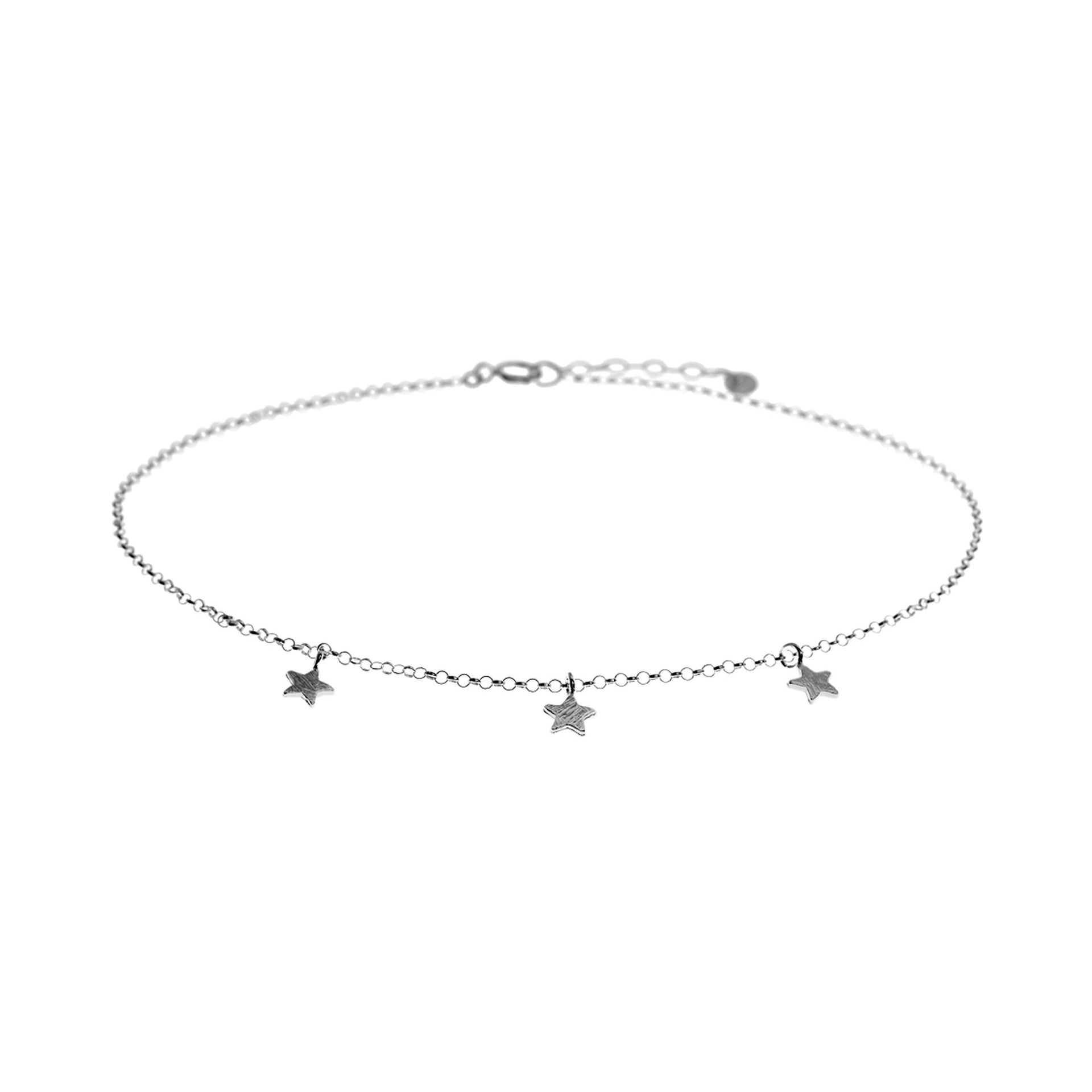Faith triple star charms silver anklet