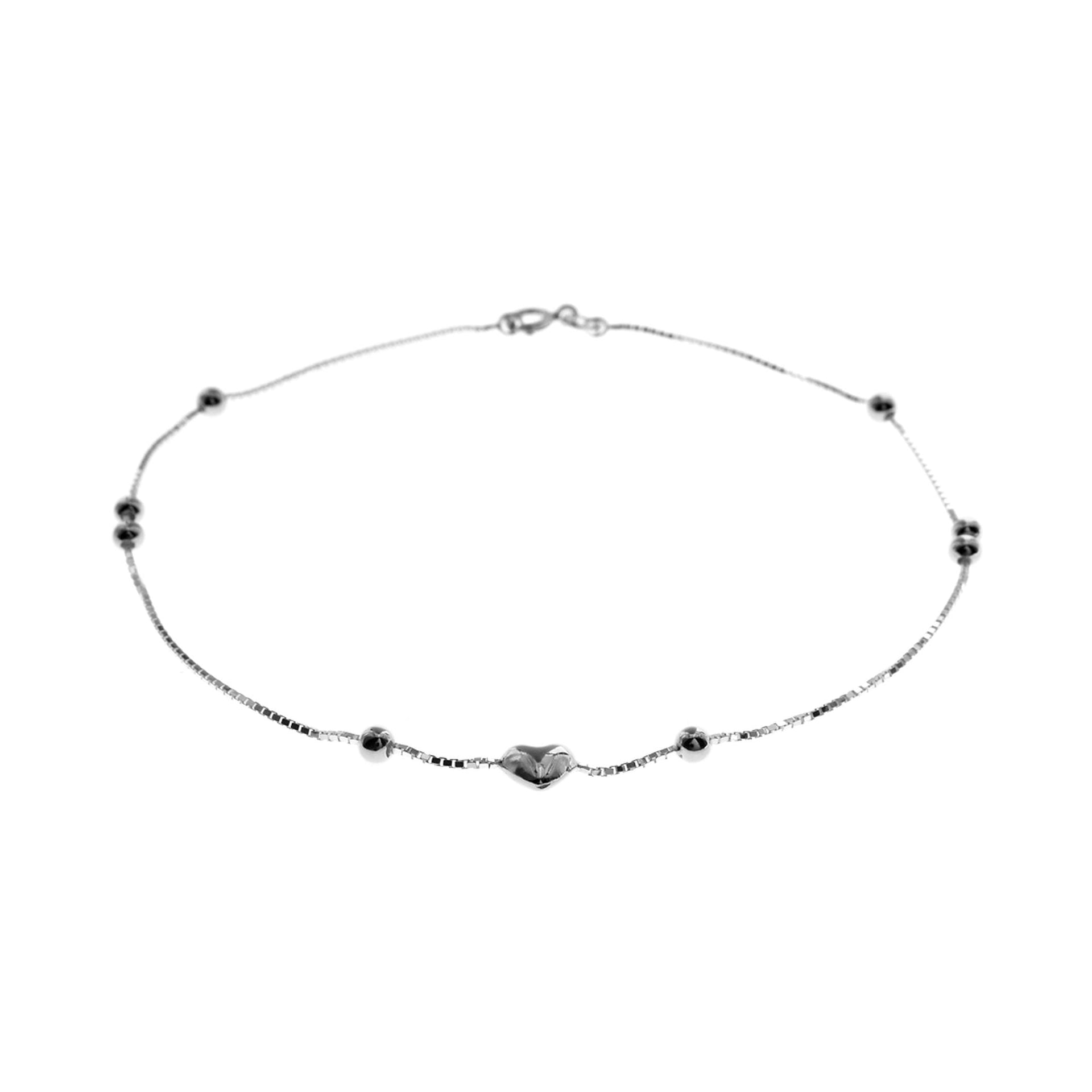 Lara heart silver anklet