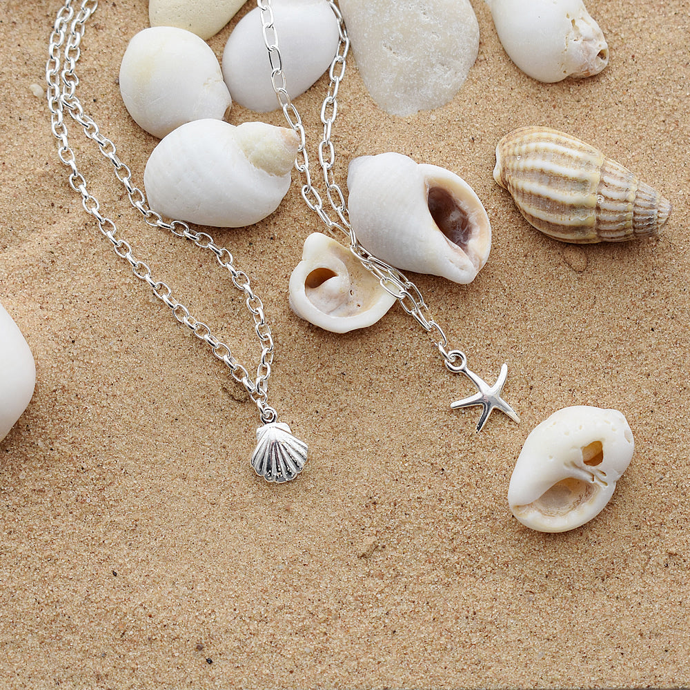 Mila shell silver anklet