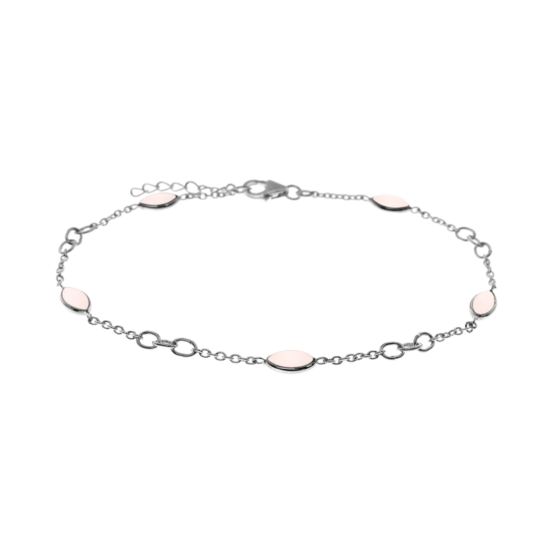 Ivy marquis rose quartz & silver anklet