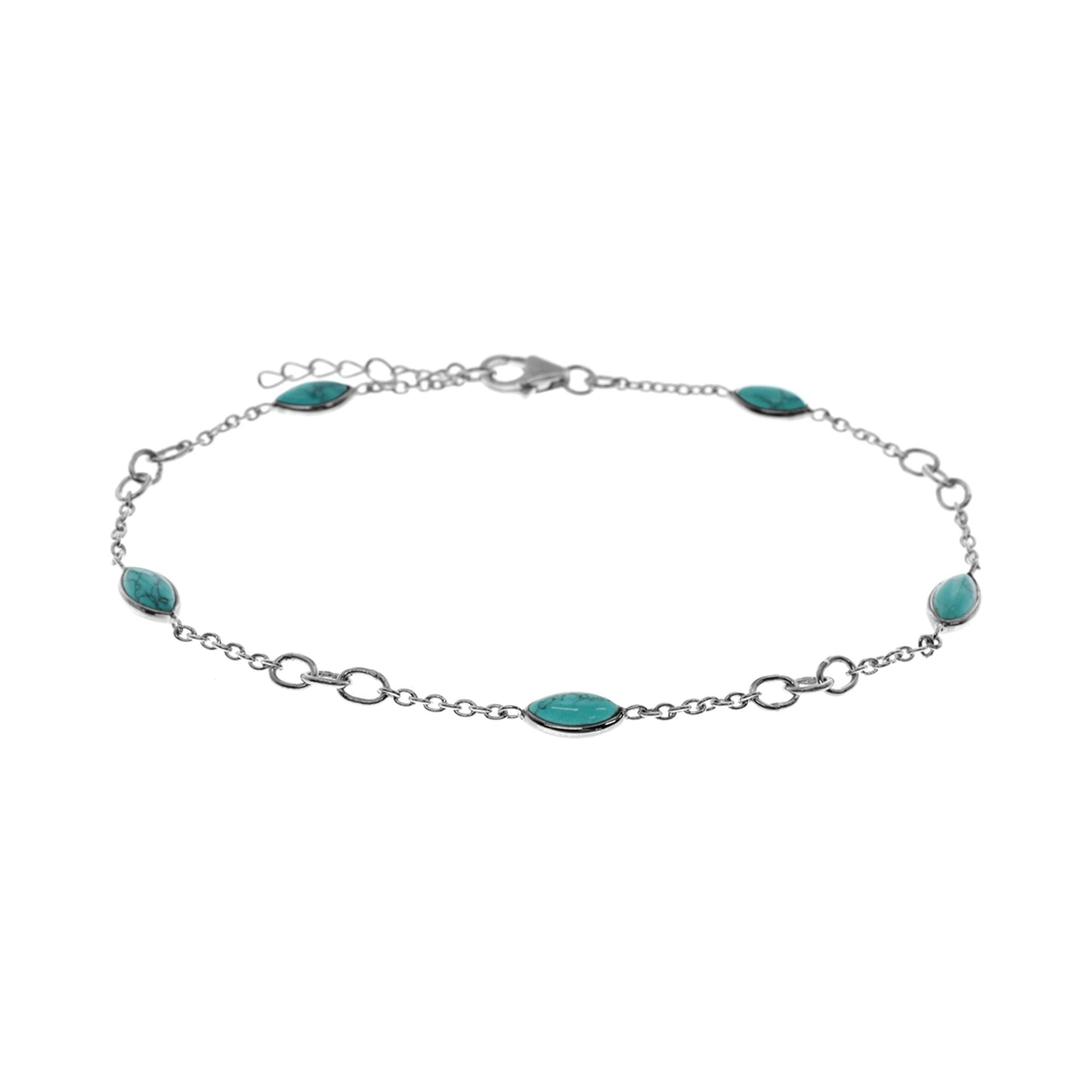 Ivy marquis turquoise & silver anklet