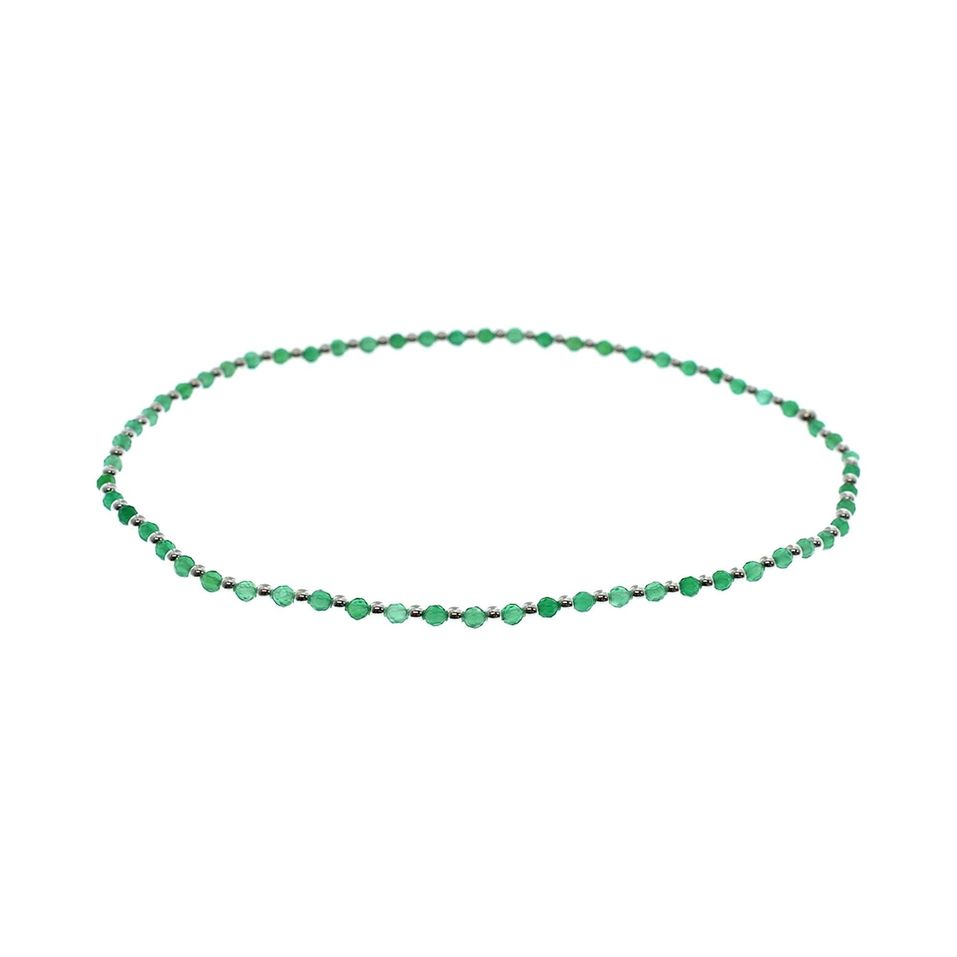 Avianna green agate & silver bead stretch anklet