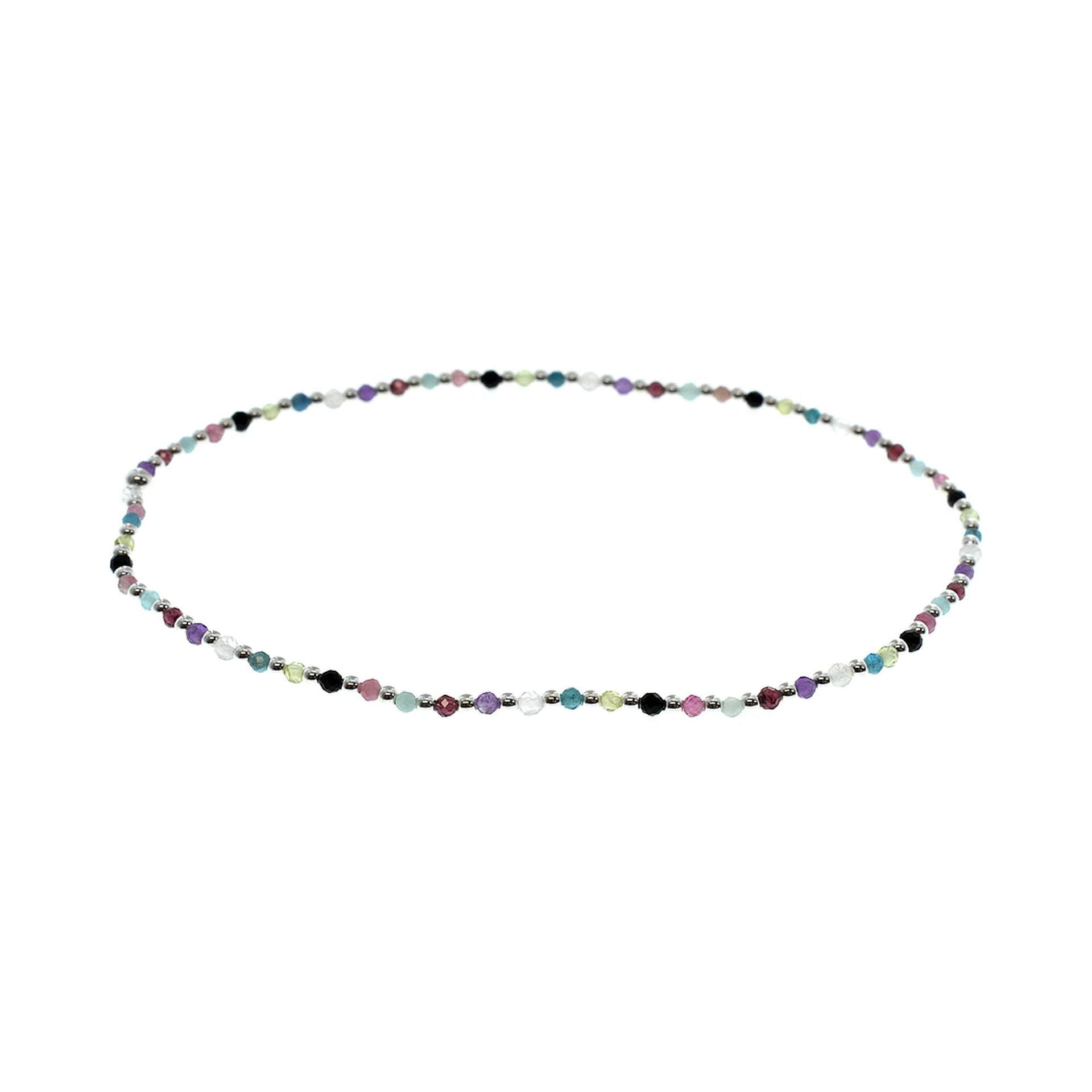 Avianna multi gemstone & silver bead stretch anklet