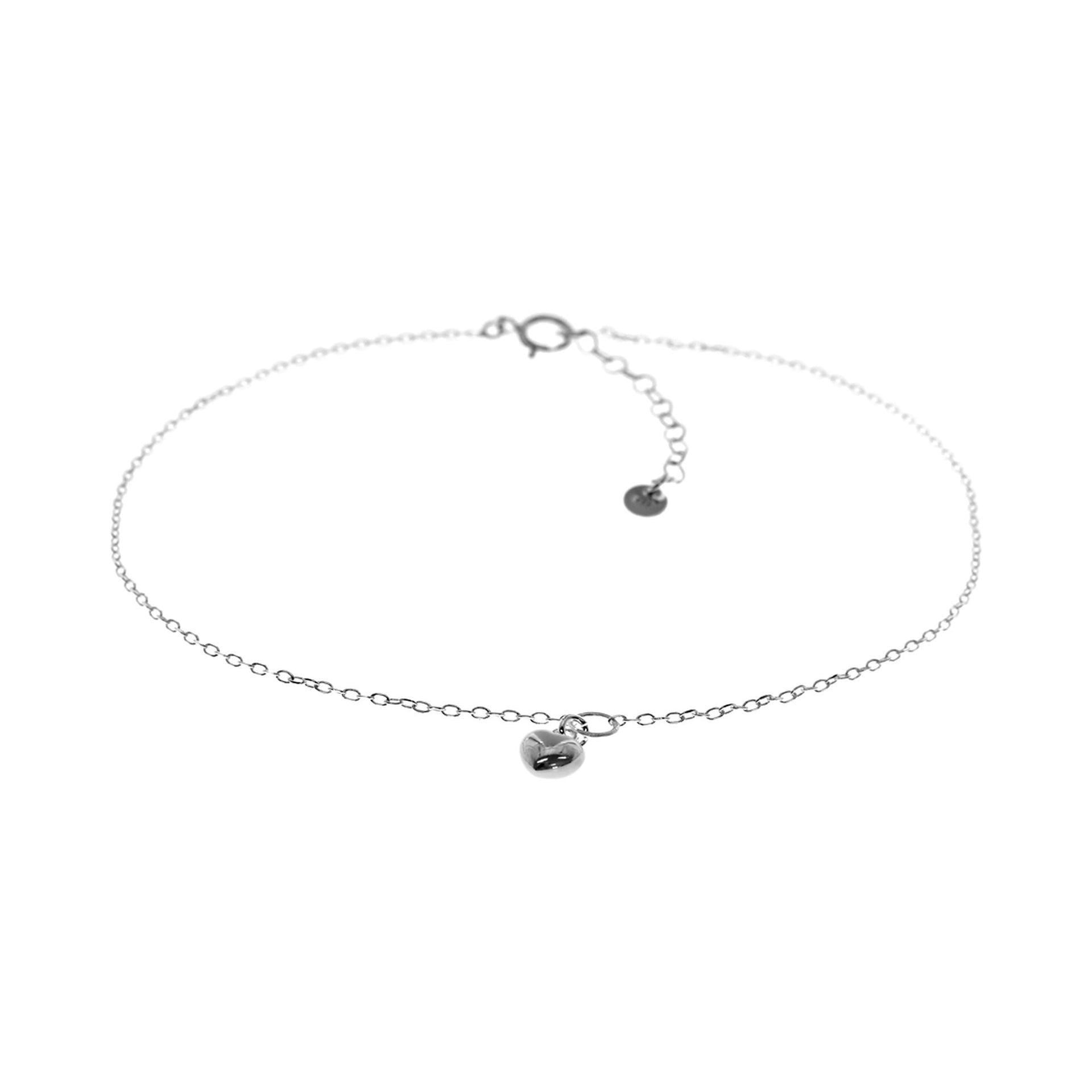 Amora heart charm silver anklet
