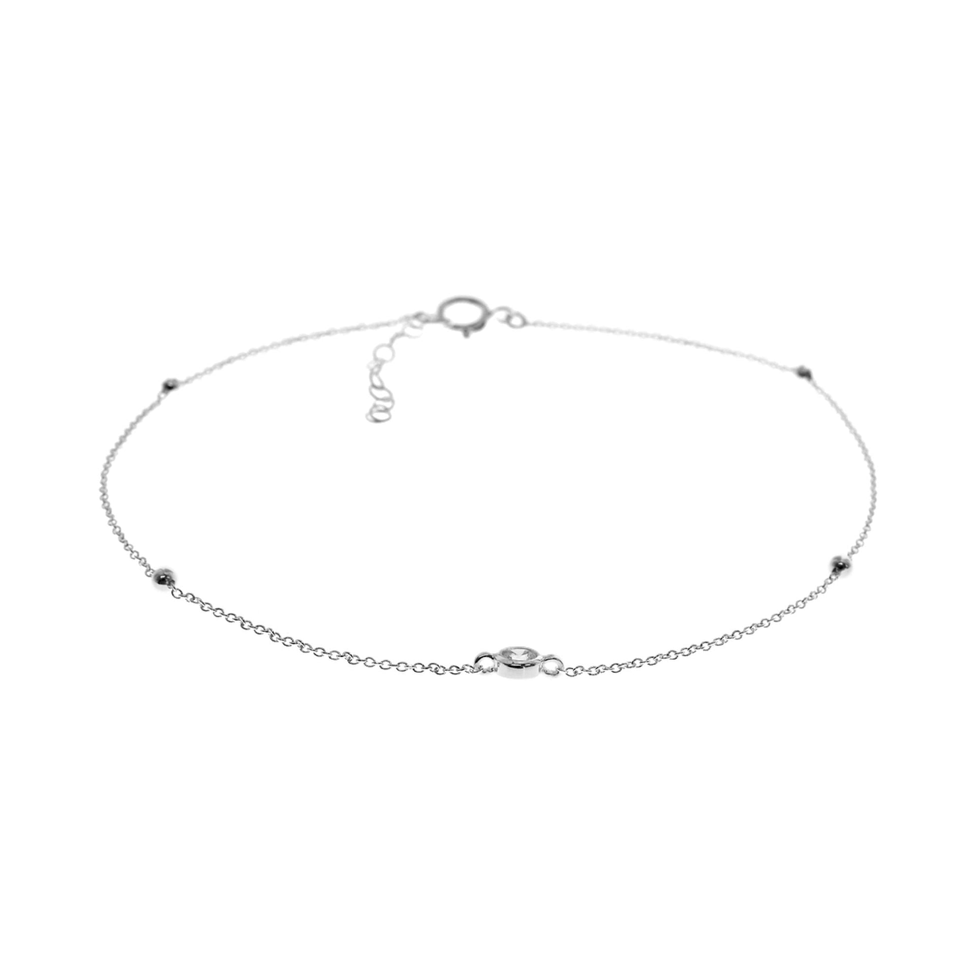 Kenzie single CZ silver anklet
