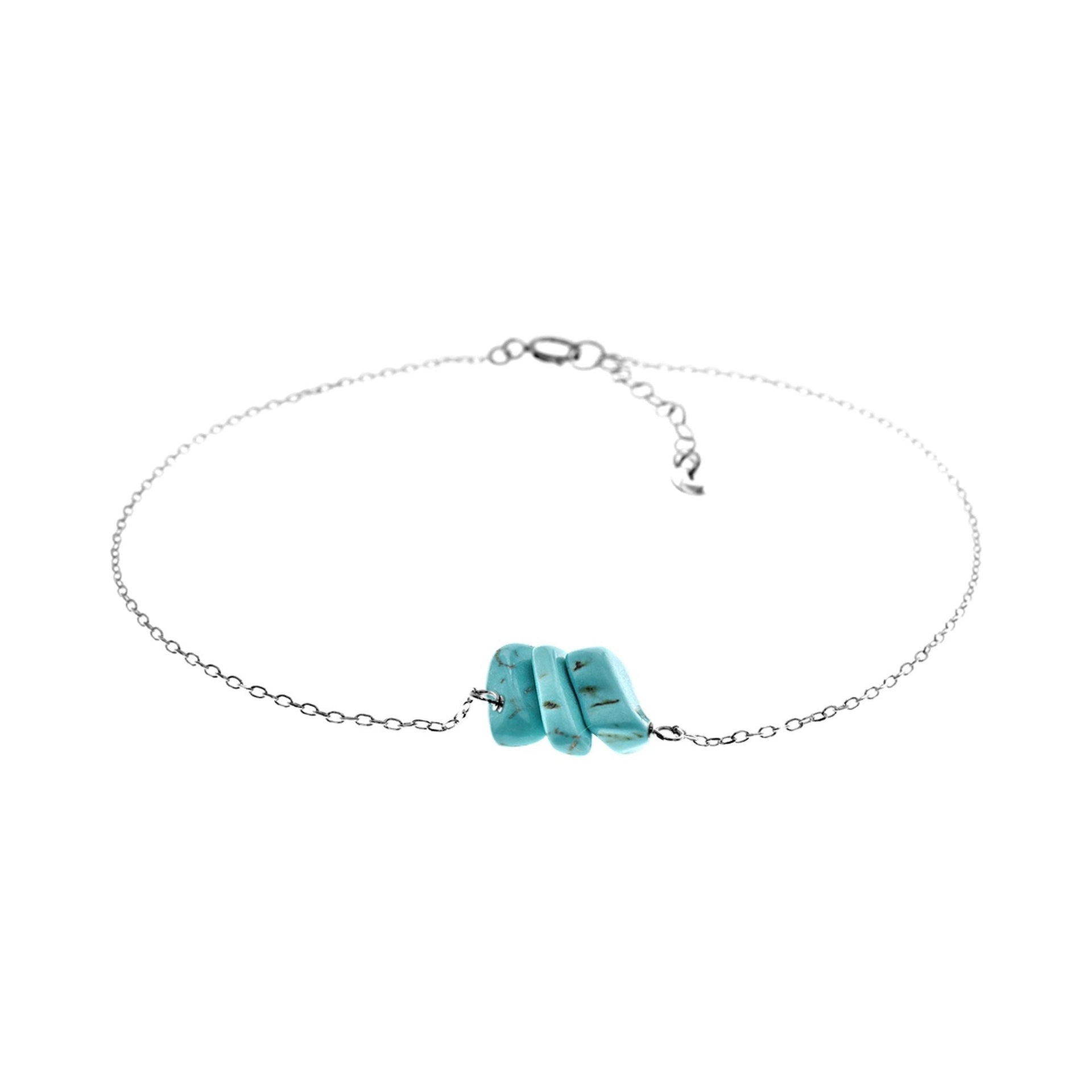 Josephine tumbled turquoise & silver anklet