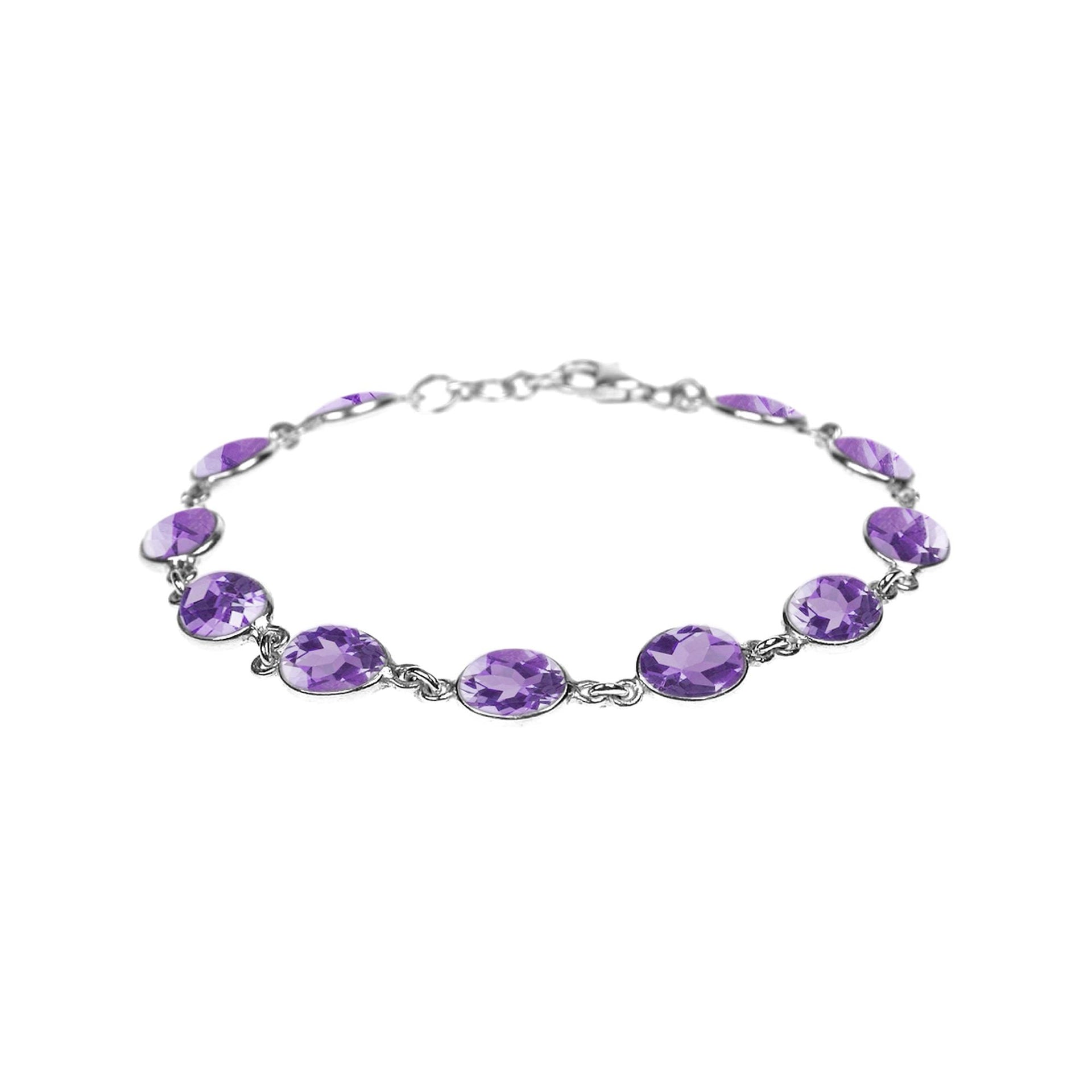 Bridget oval faceted amethyst and silver bracelet