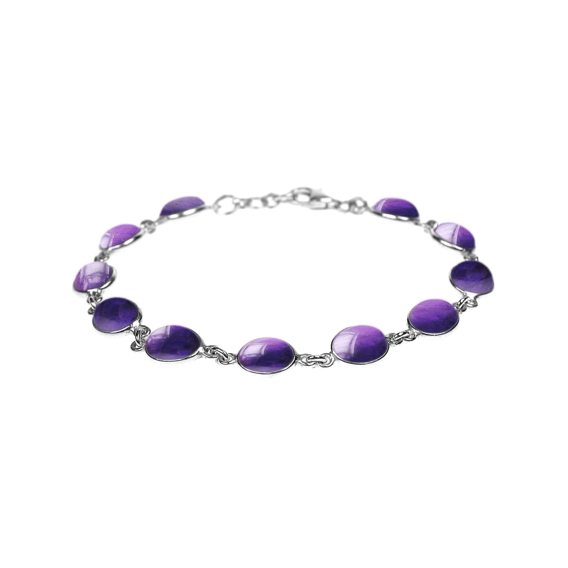 Bridget oval amethyst and silver bracelet