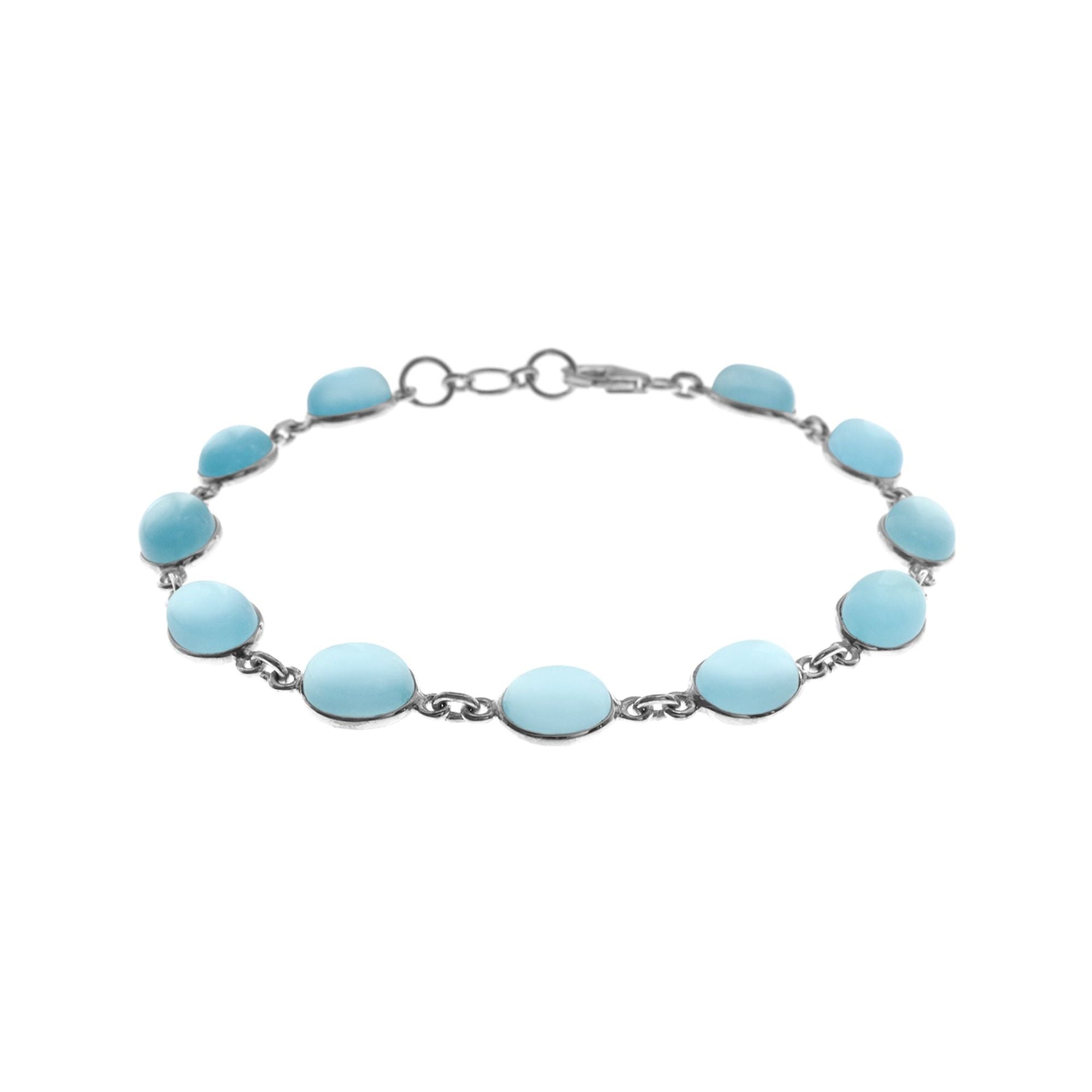 Bridget oval blue chalcedony and silver bracelet