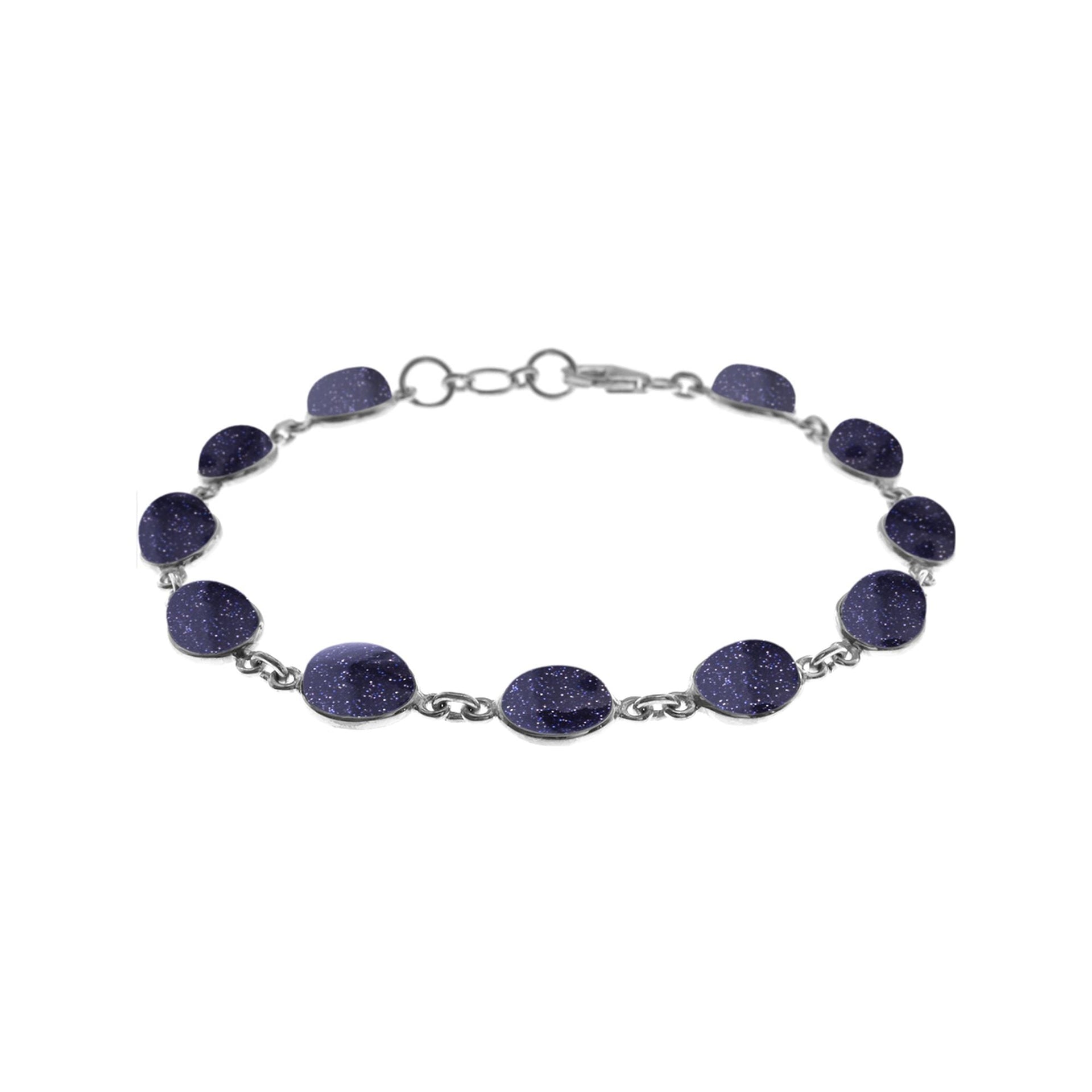 Bridget oval blue goldstone and silver bracelet