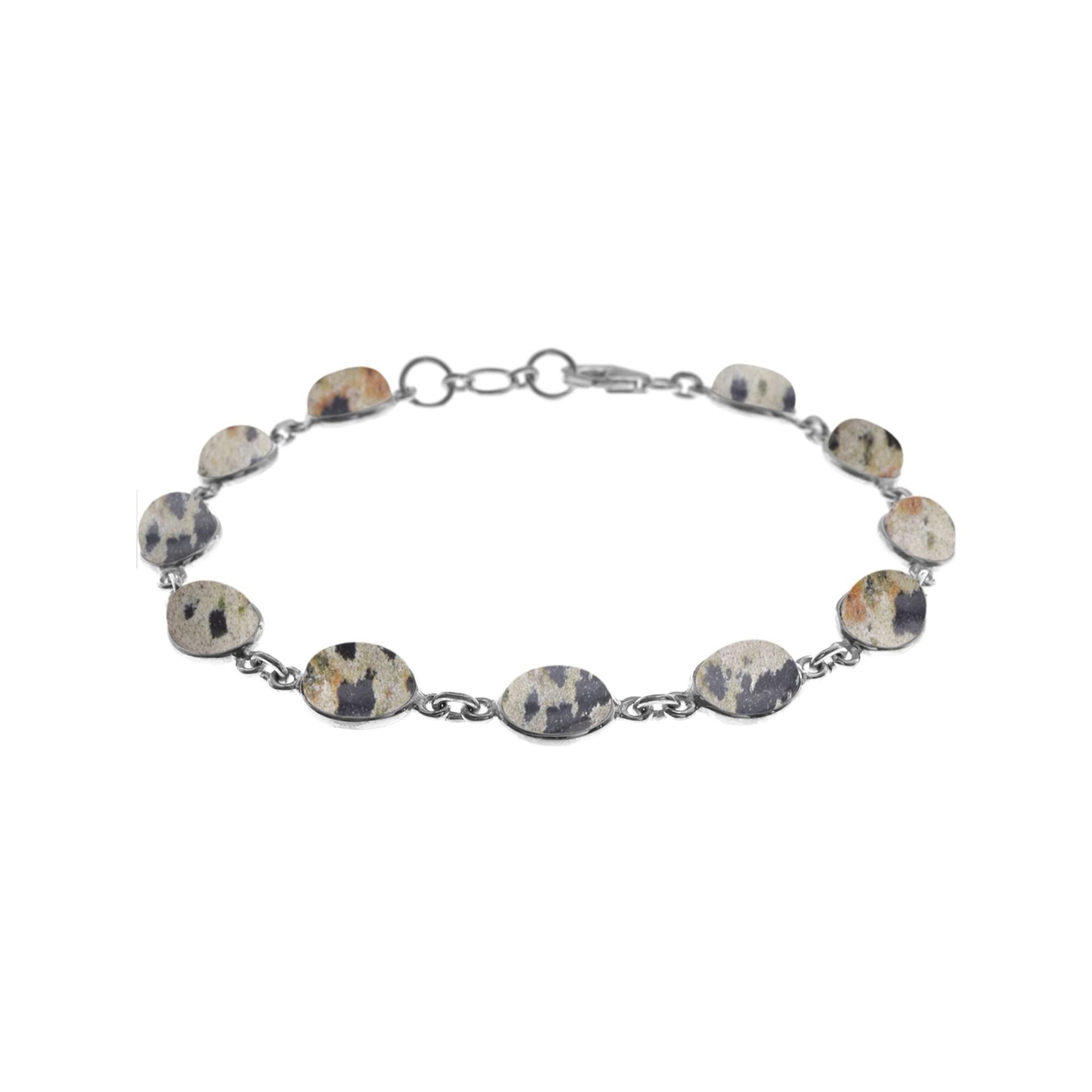 Bridget oval dalmatian jasper and silver bracelet