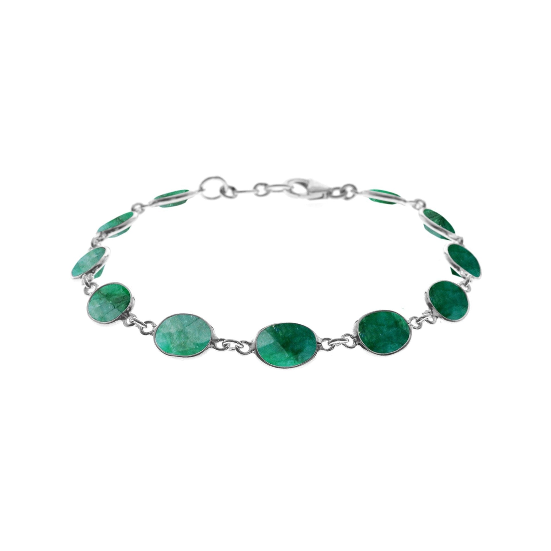 Bridget oval emerald quartz and silver bracelet