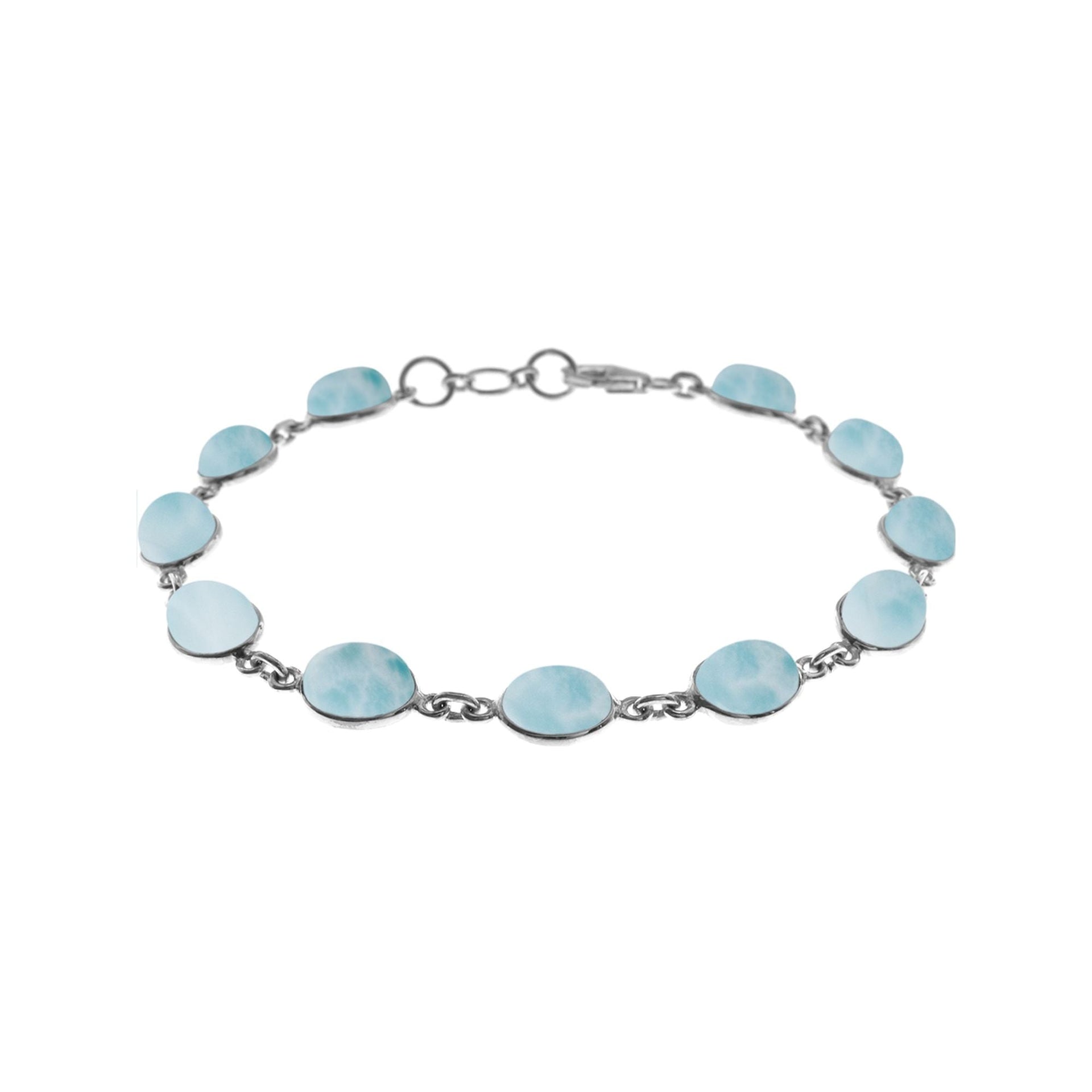 Bridget oval larimar and silver bracelet