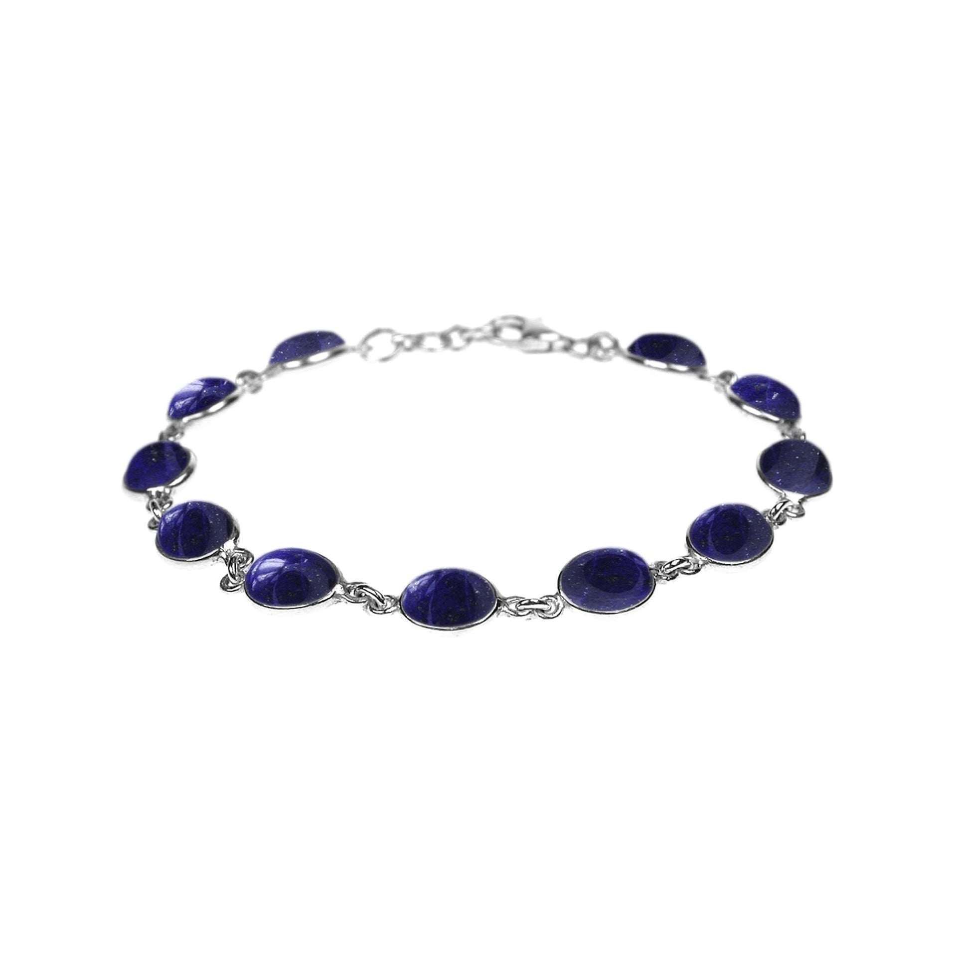 Bridget oval lapis and silver bracelet