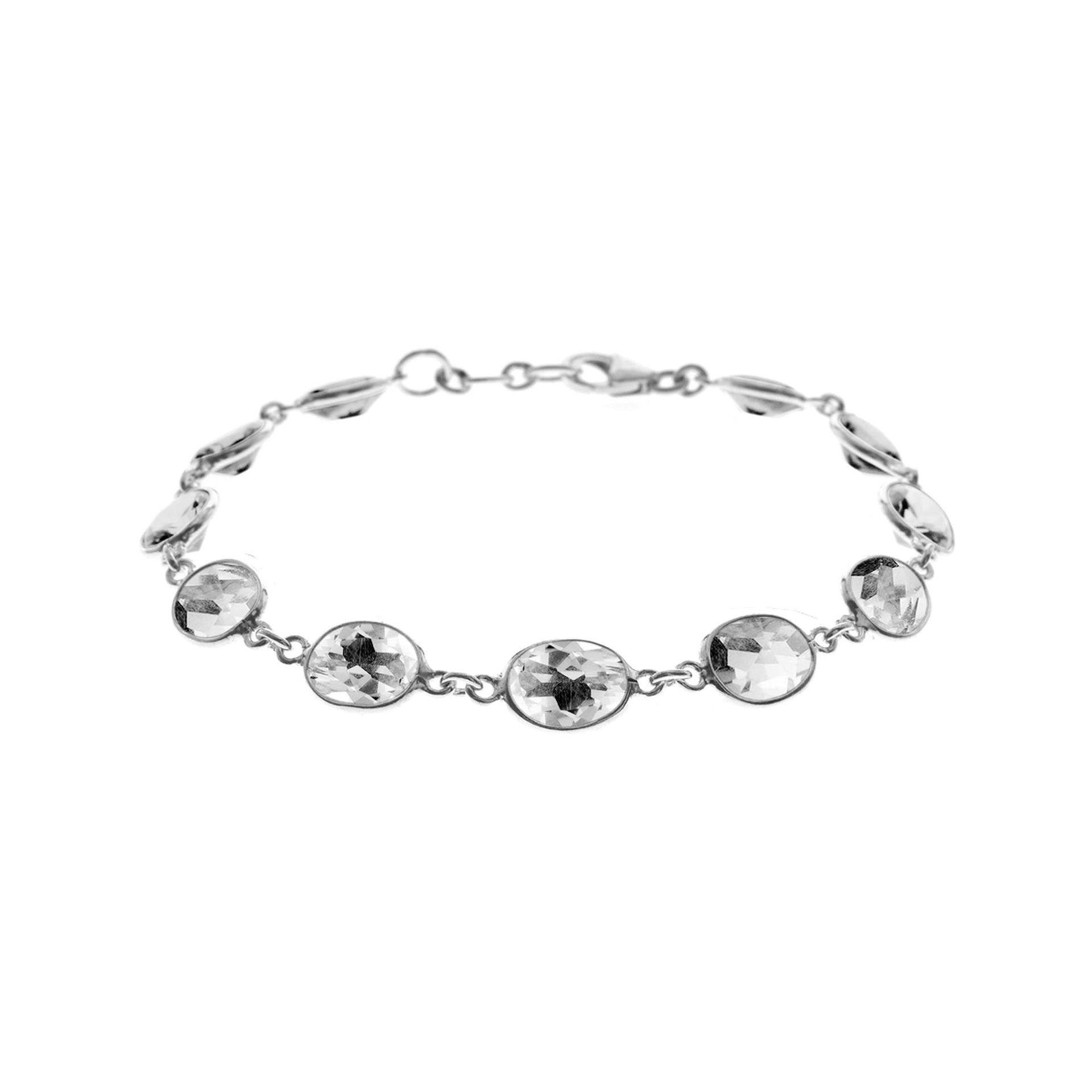 Bridget oval quartz and silver bracelet