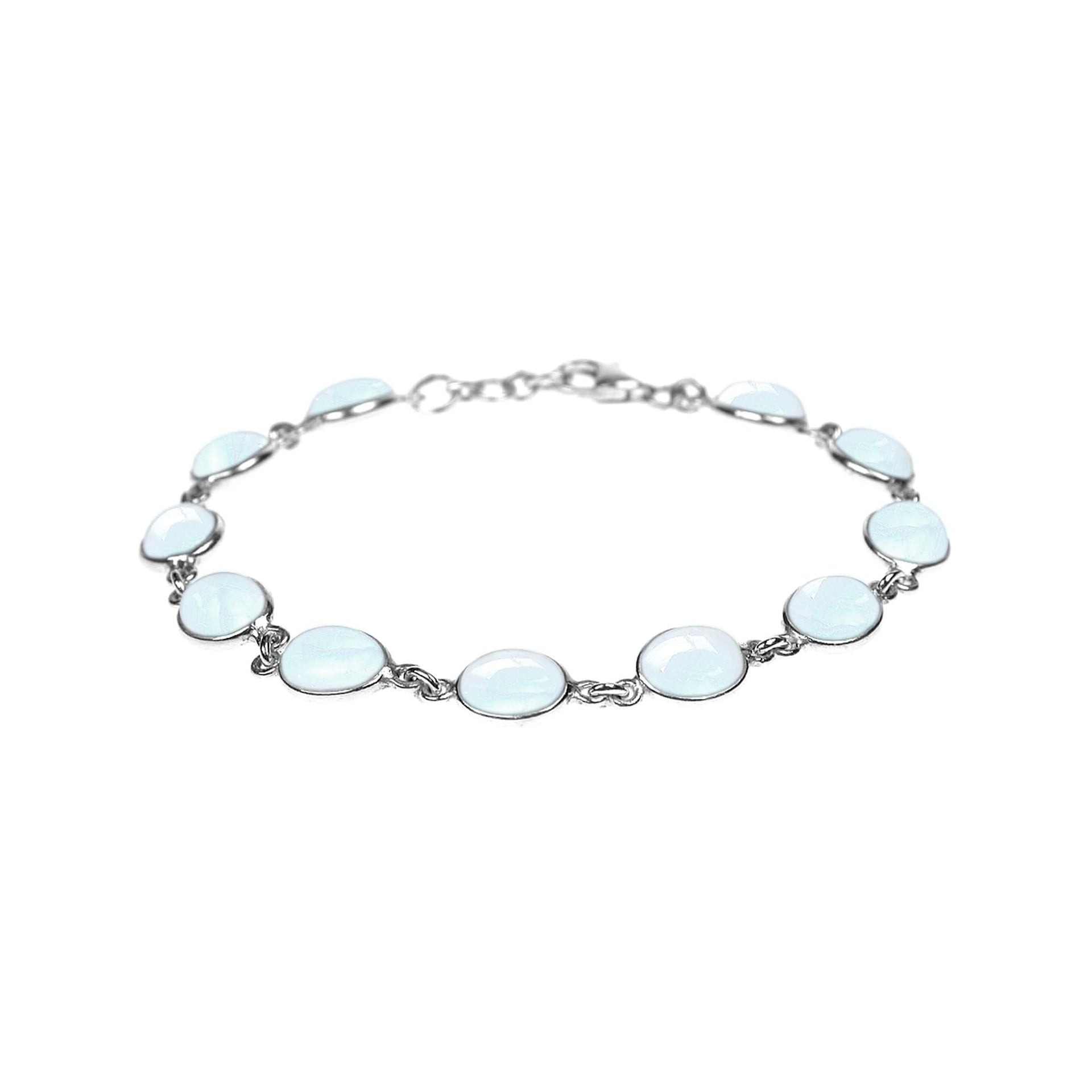 Bridget oval rainbow moonstone and silver bracelet