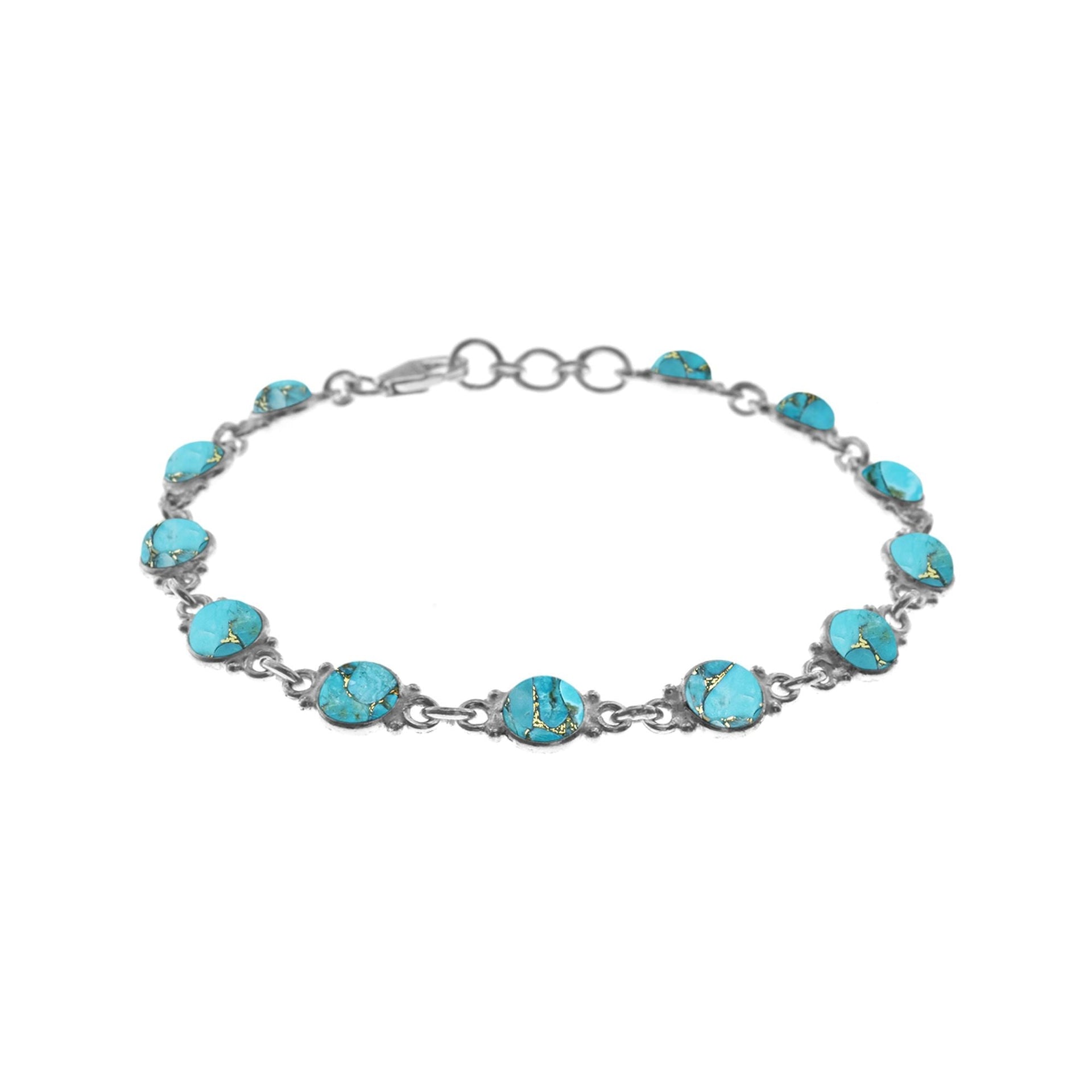 Bridget round blue mohave turquoise and silver bracelet