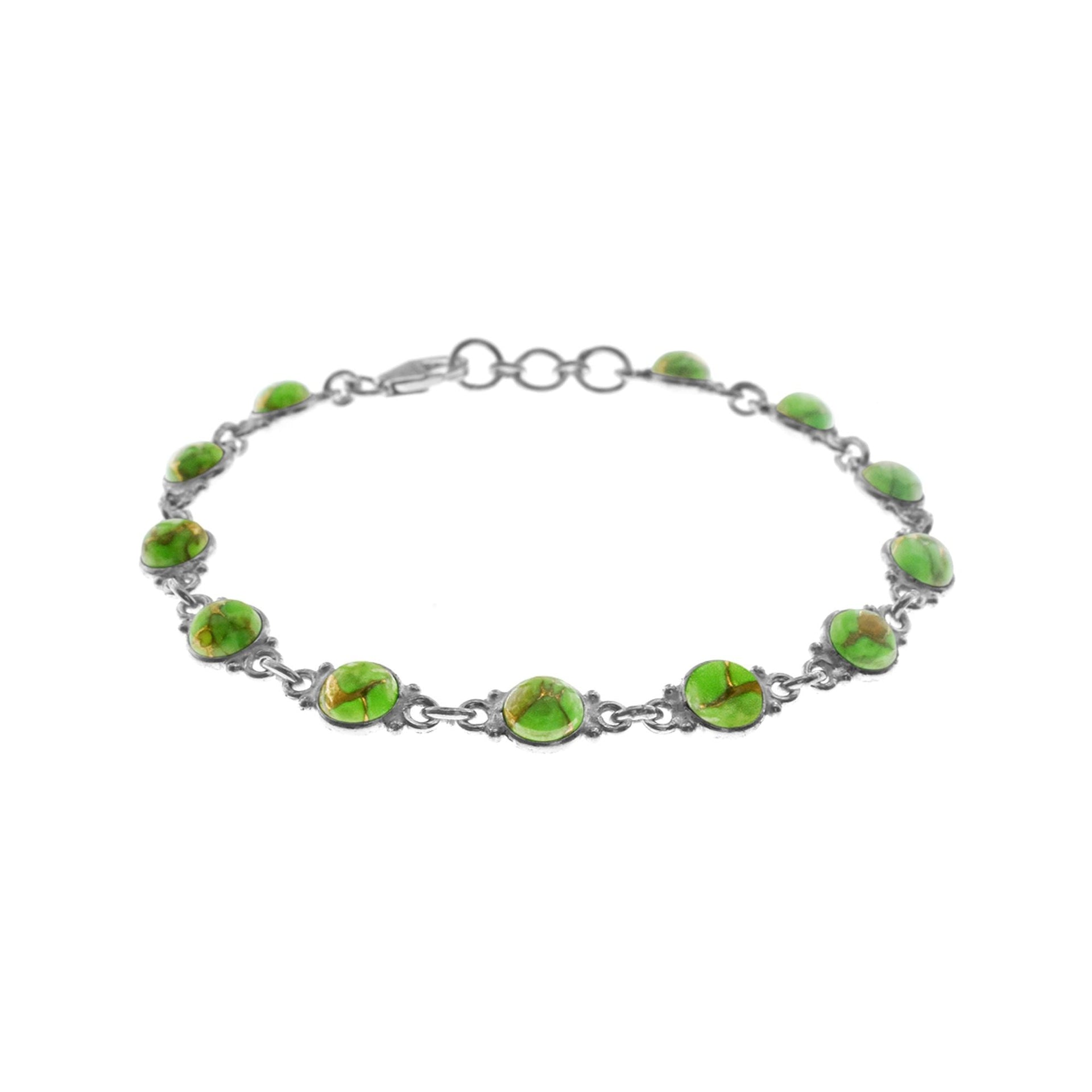 Bridget round green mohave turquoise and silver bracelet