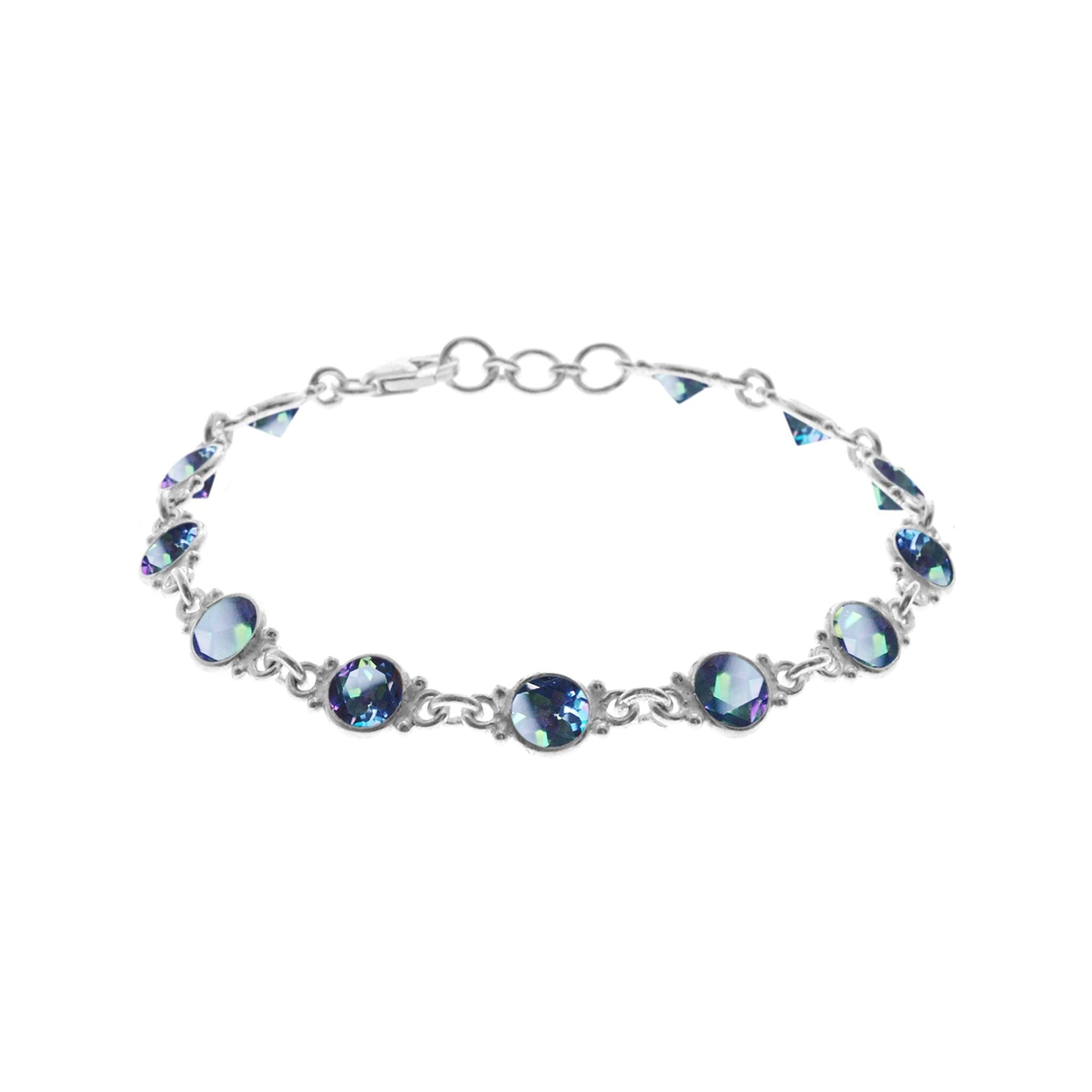 Bridget round mystic topaz and silver bracelet