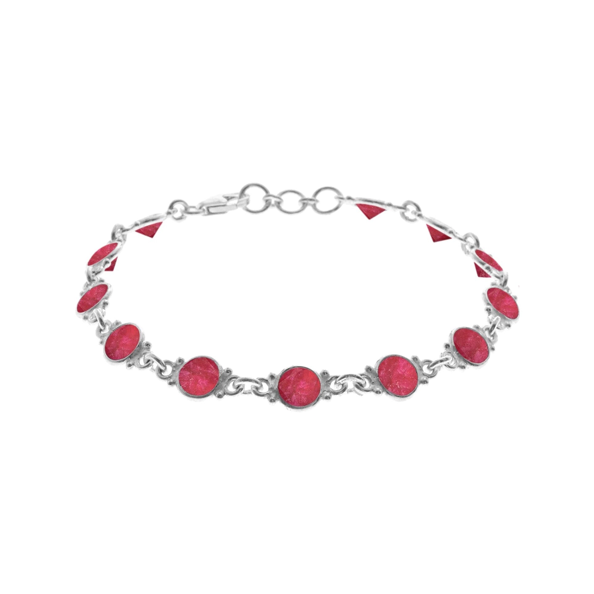 Bridget round ruby quartz and silver bracelet