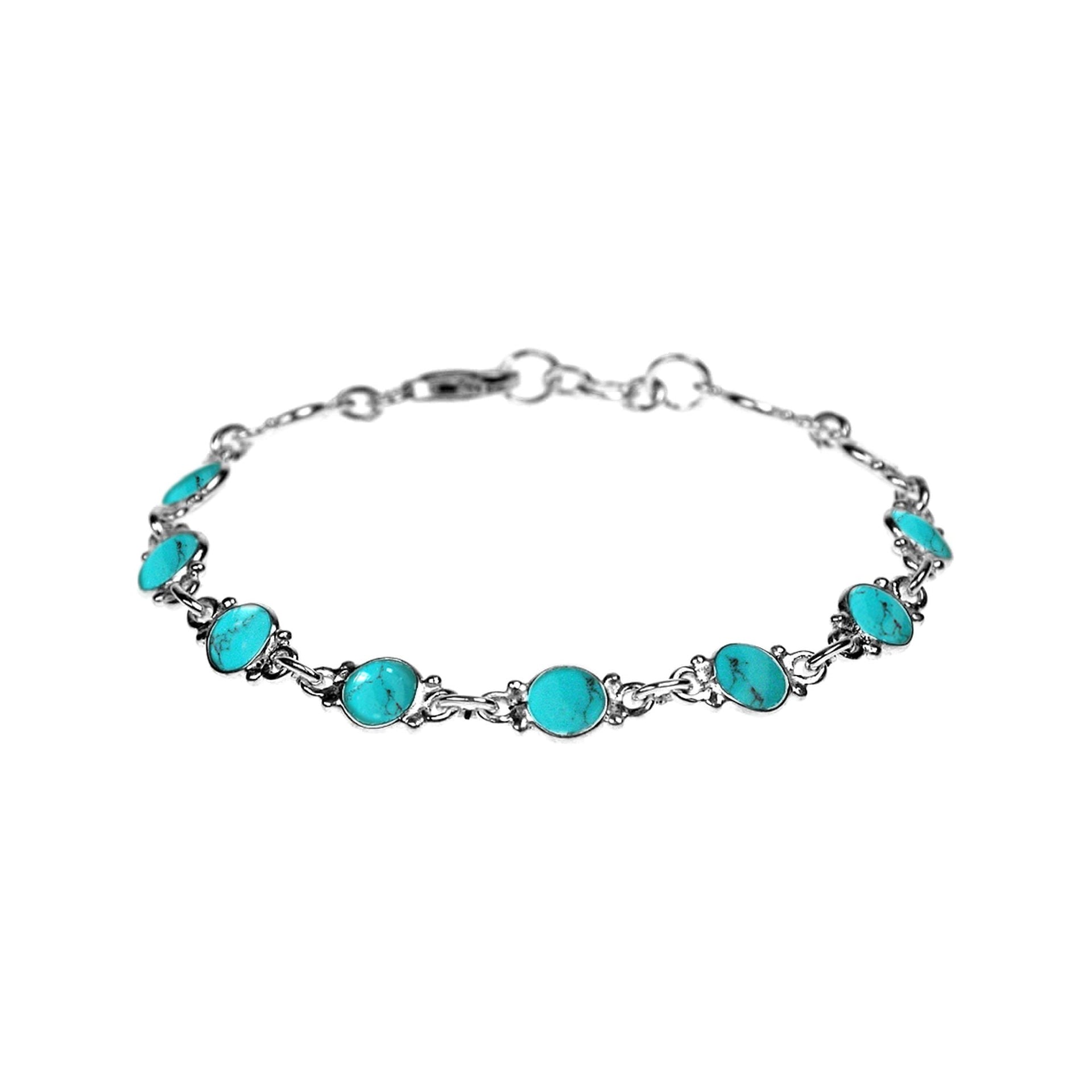 Bridget round turquoise and silver bracelet