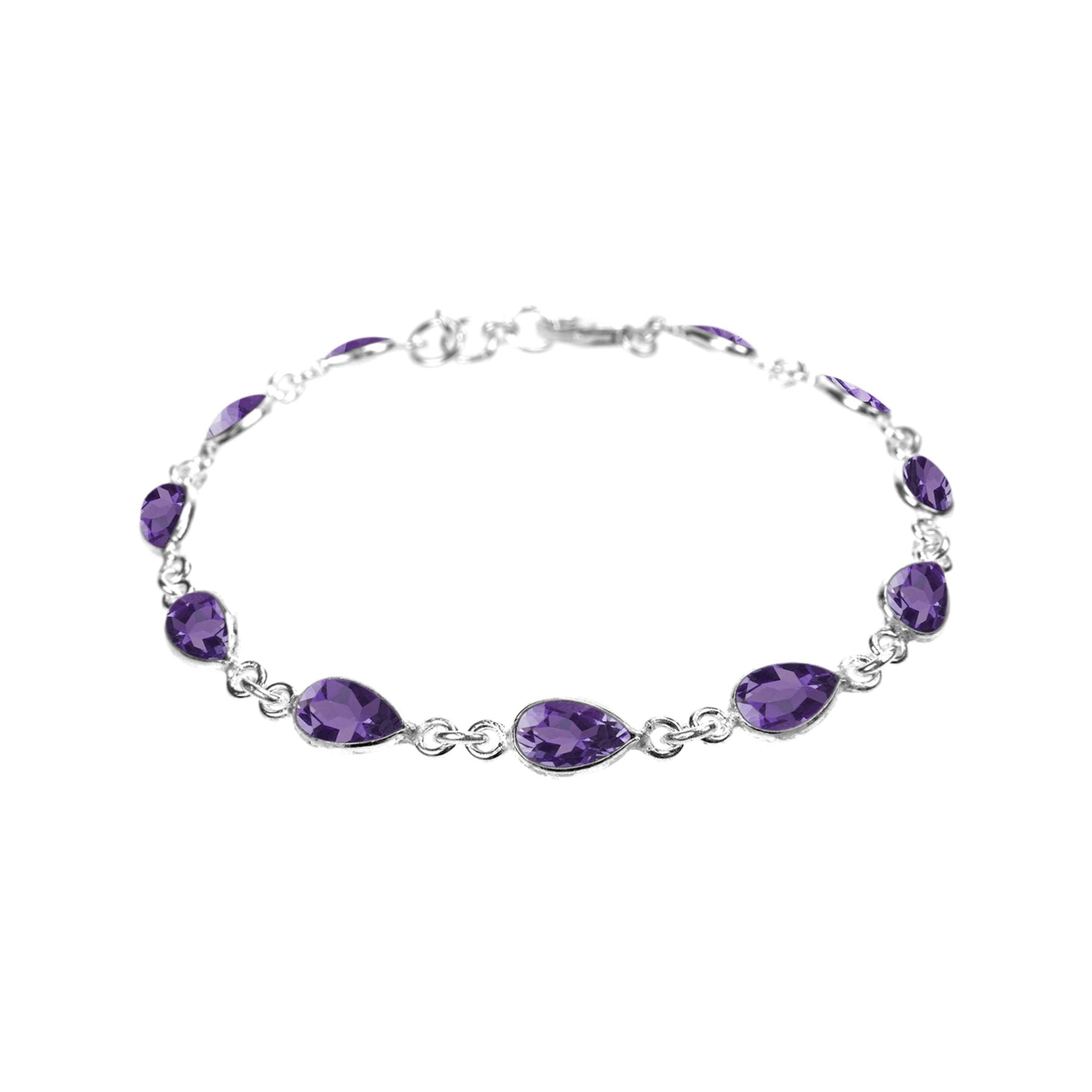 Bridget teardrop faceted amethyst bracelet