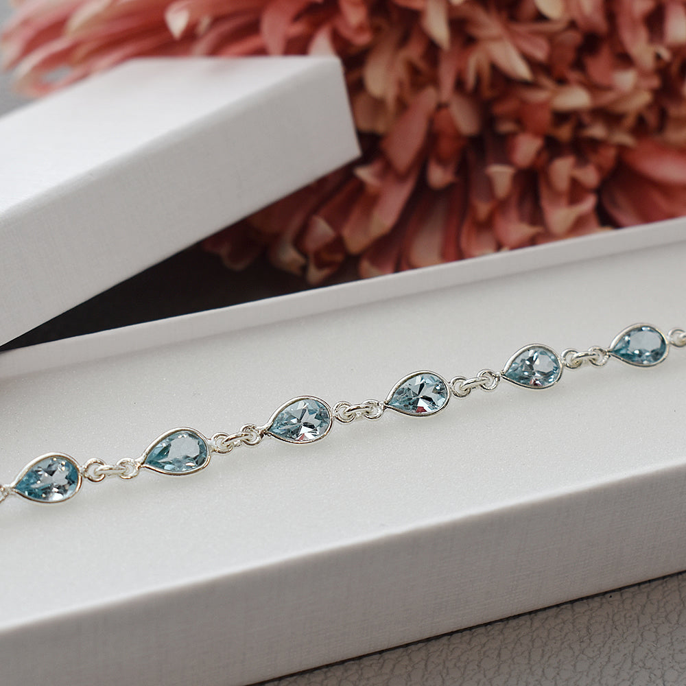 Bridget teardrop faceted blue topaz bracelet