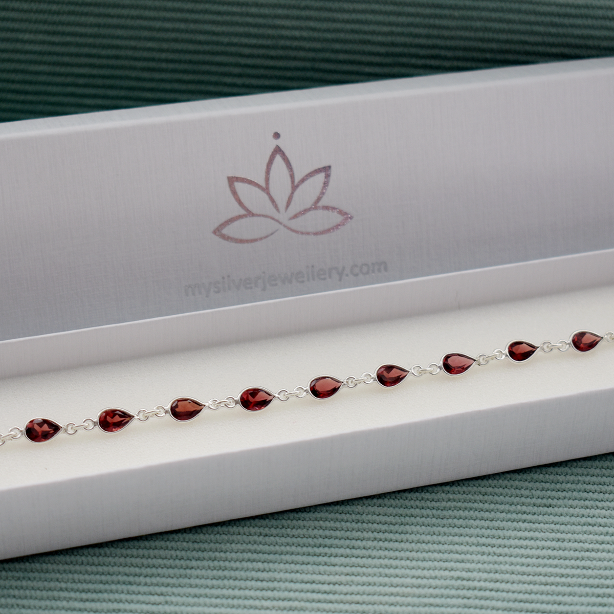 Bridget teardrop faceted garnet bracelet