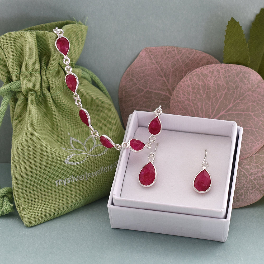 Bridget small teardrop ruby quartz earrings