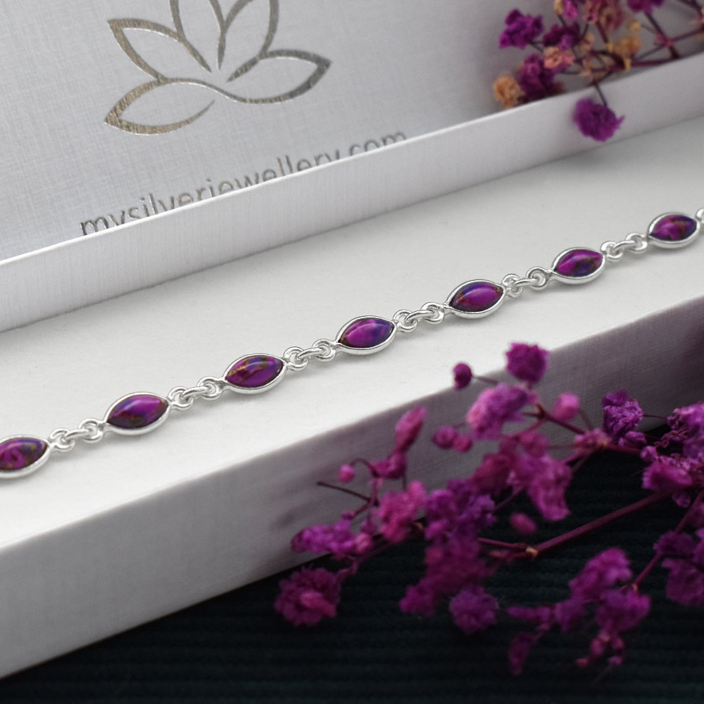 Bridget dainty marquis purple mohave turquoise bracelet
