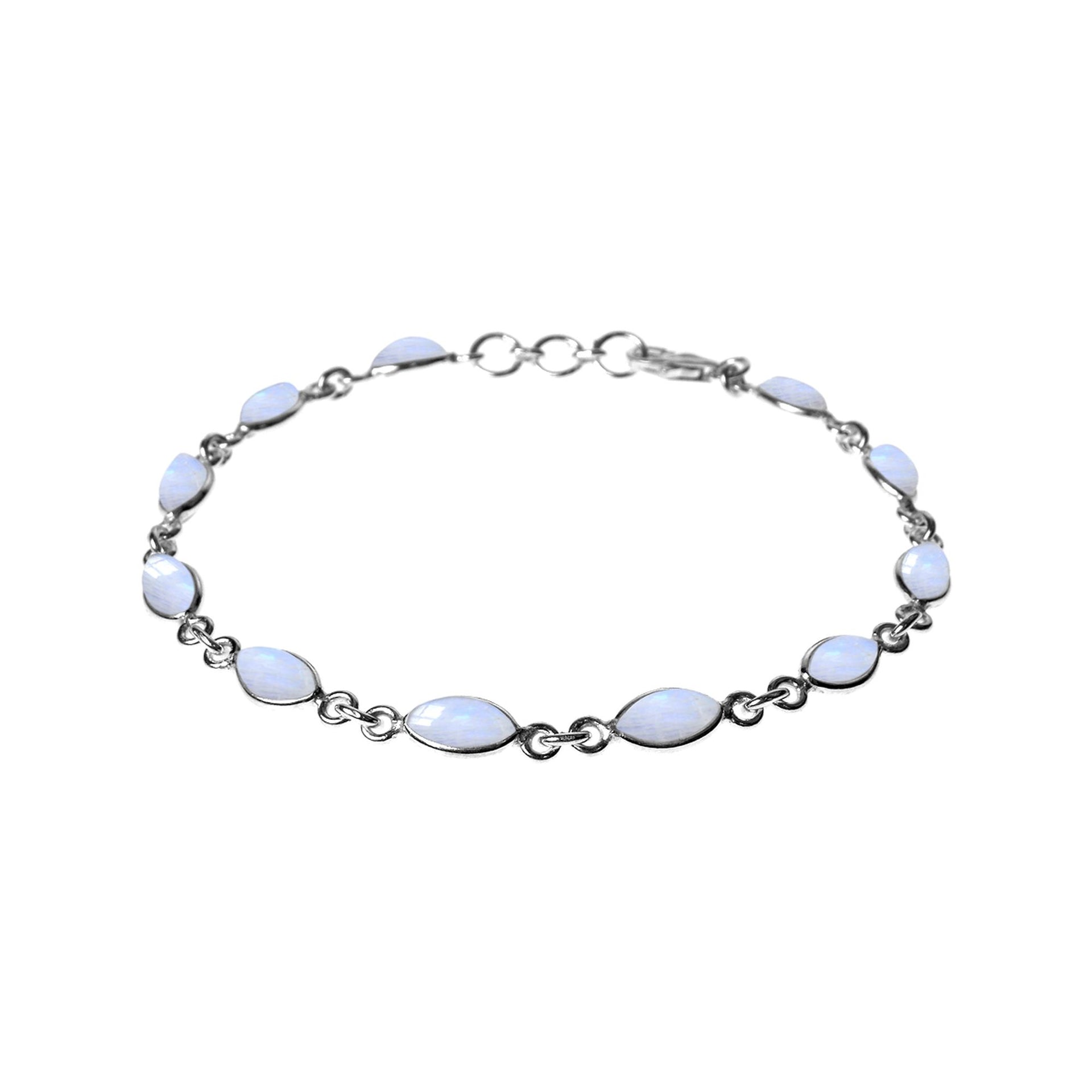 Bridget dainty marquis rainbow moonstone bracelet