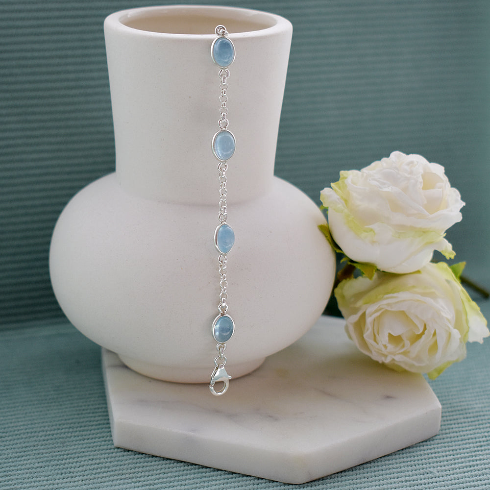 Bridget chain linked aquamarine bracelet
