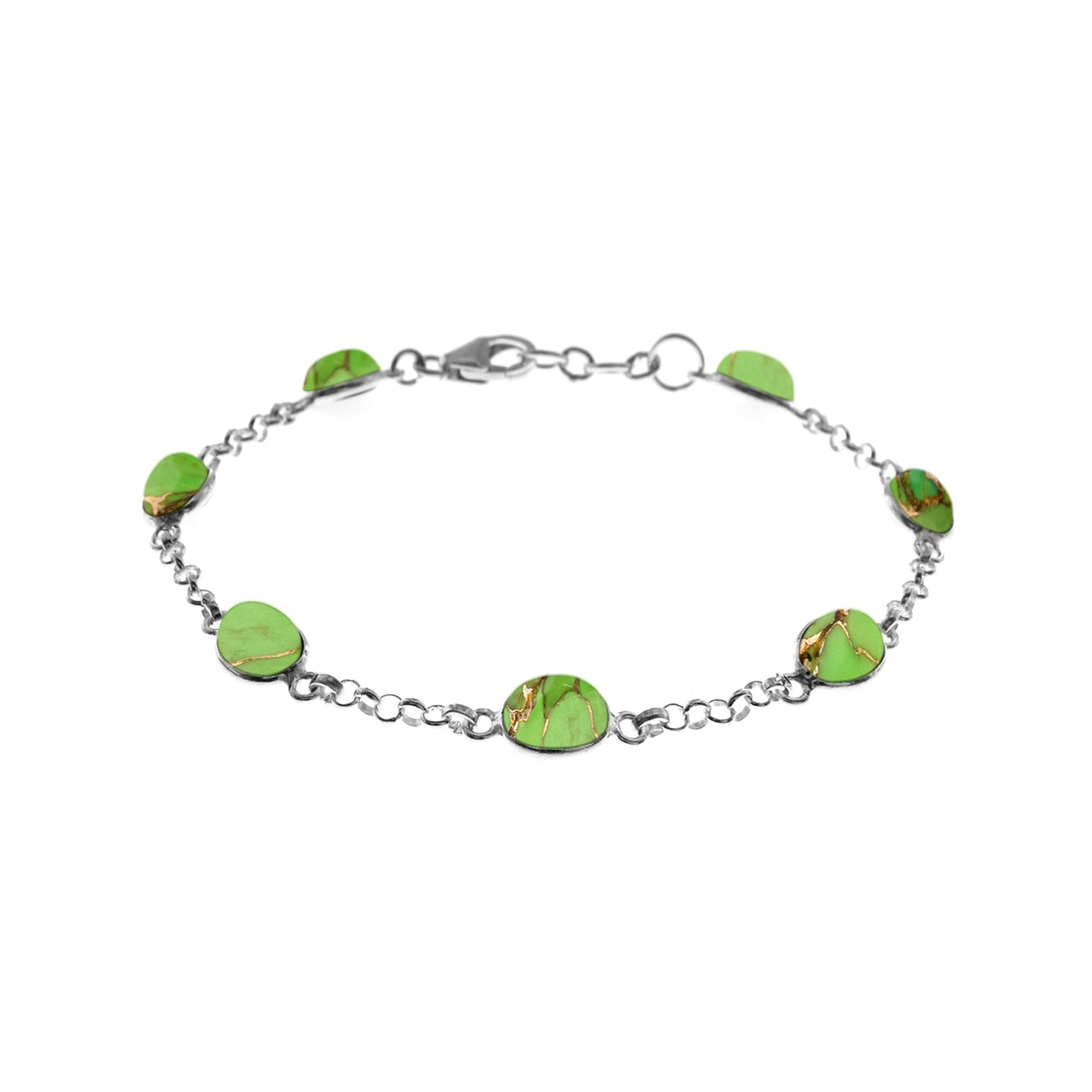 Bridget chain linked green mohave turquoise bracelet