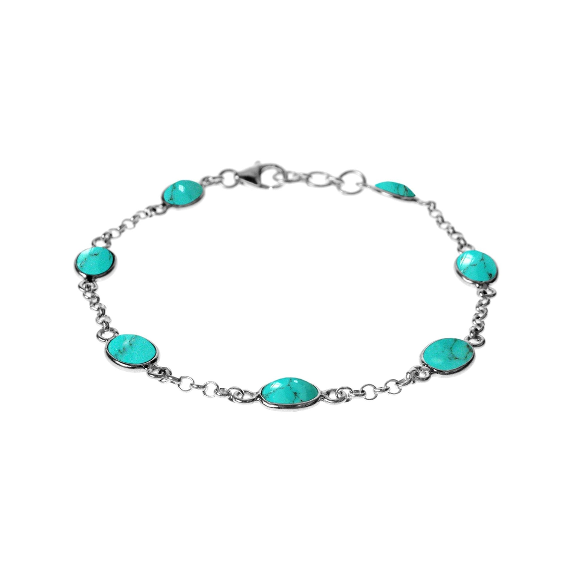 Bridget chain linked turquoise & silver bracelet