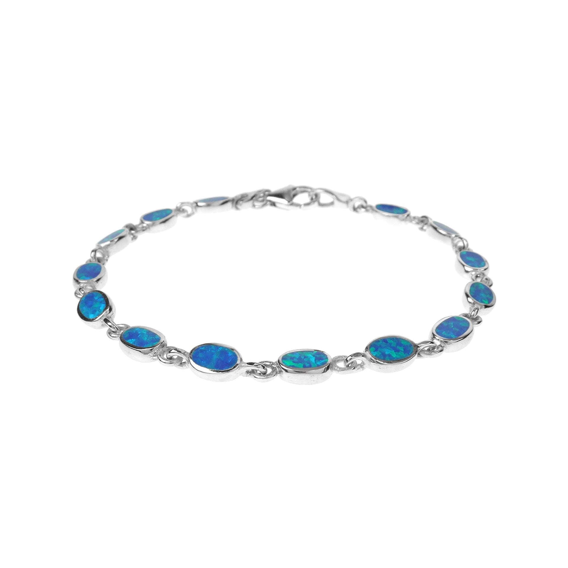 Diana silver with oval dark blue opalique bracelet