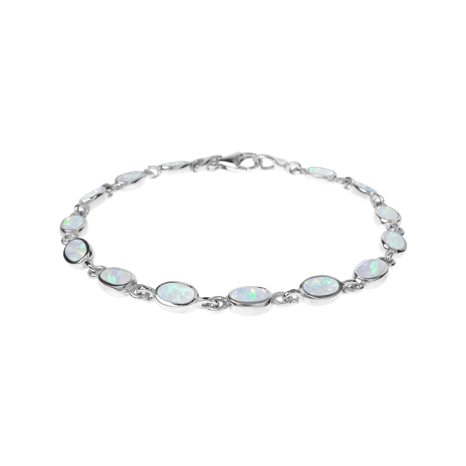 Diana silver with oval white opalique bracelet