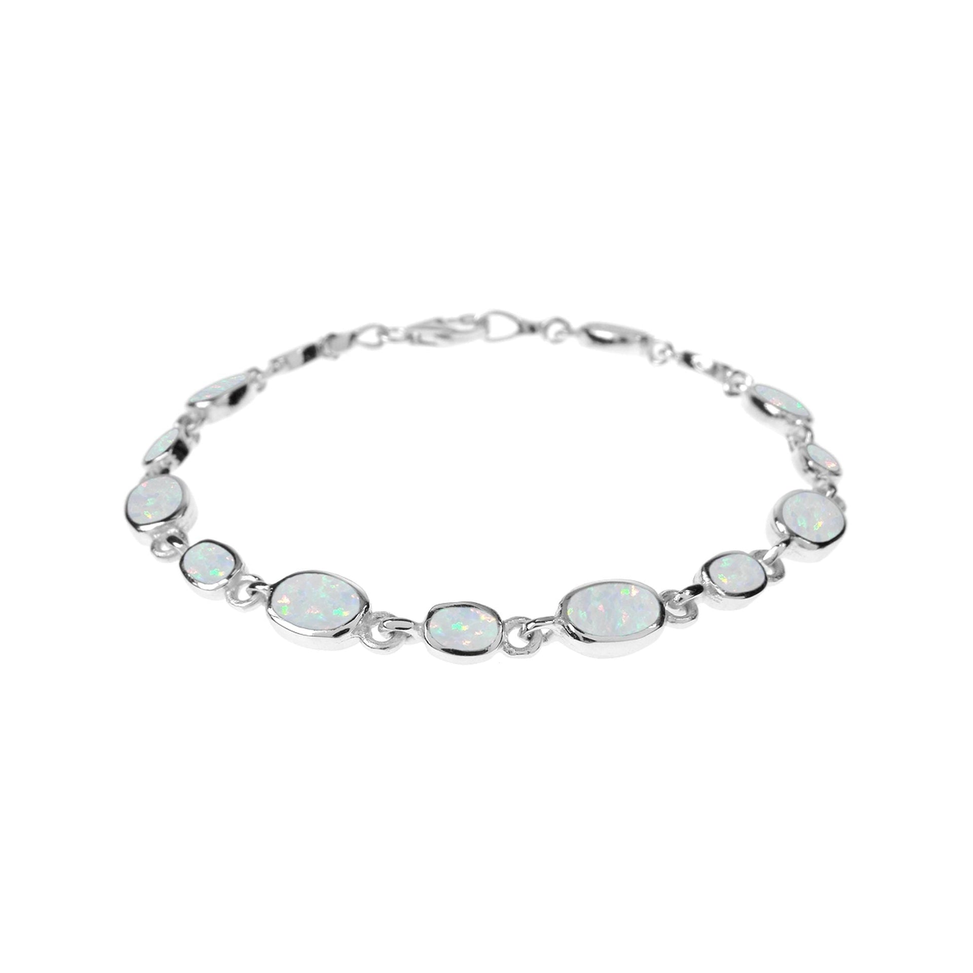 Diana silver oval alternating white opalique bracelet
