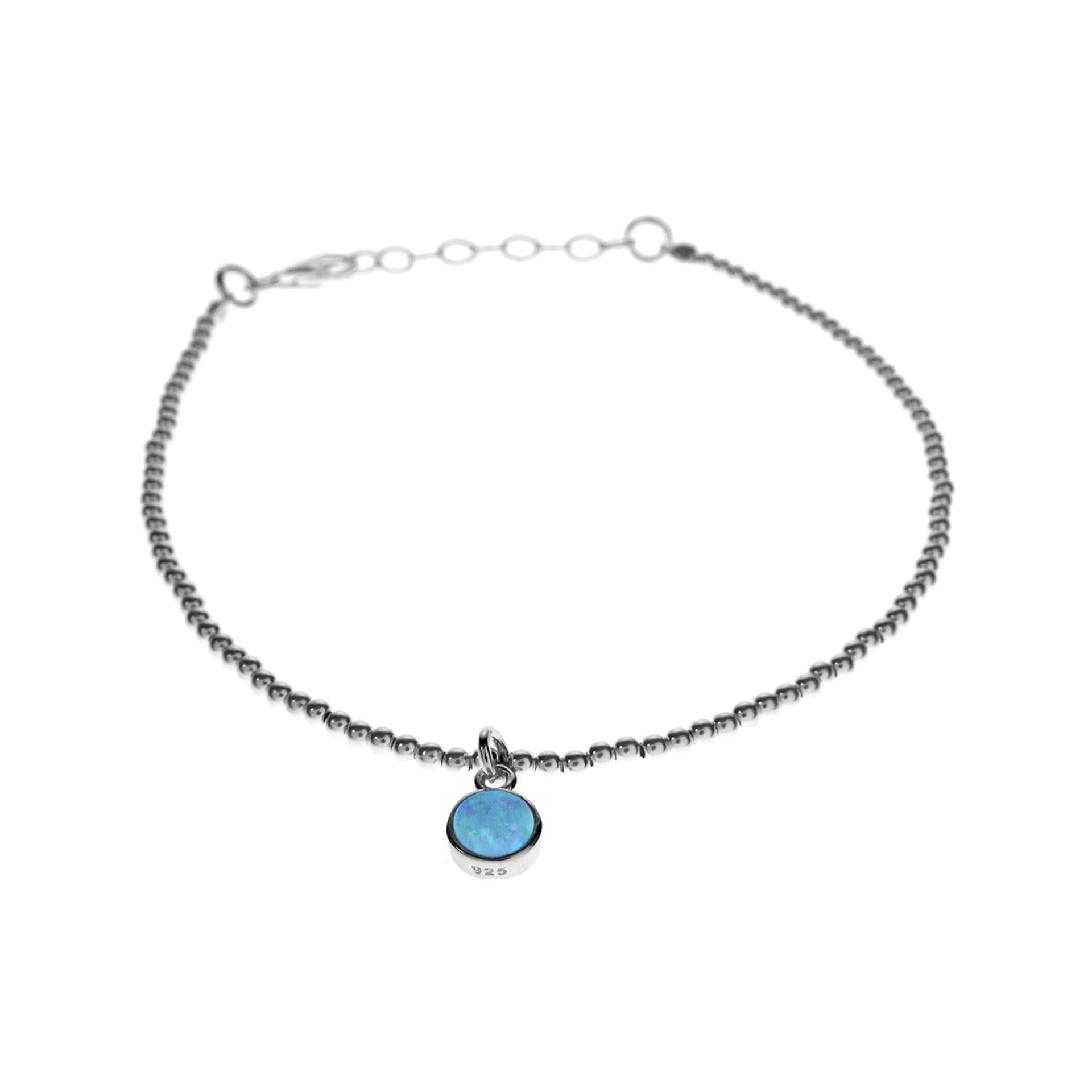 Angelica silver bracelet with round blue opalique