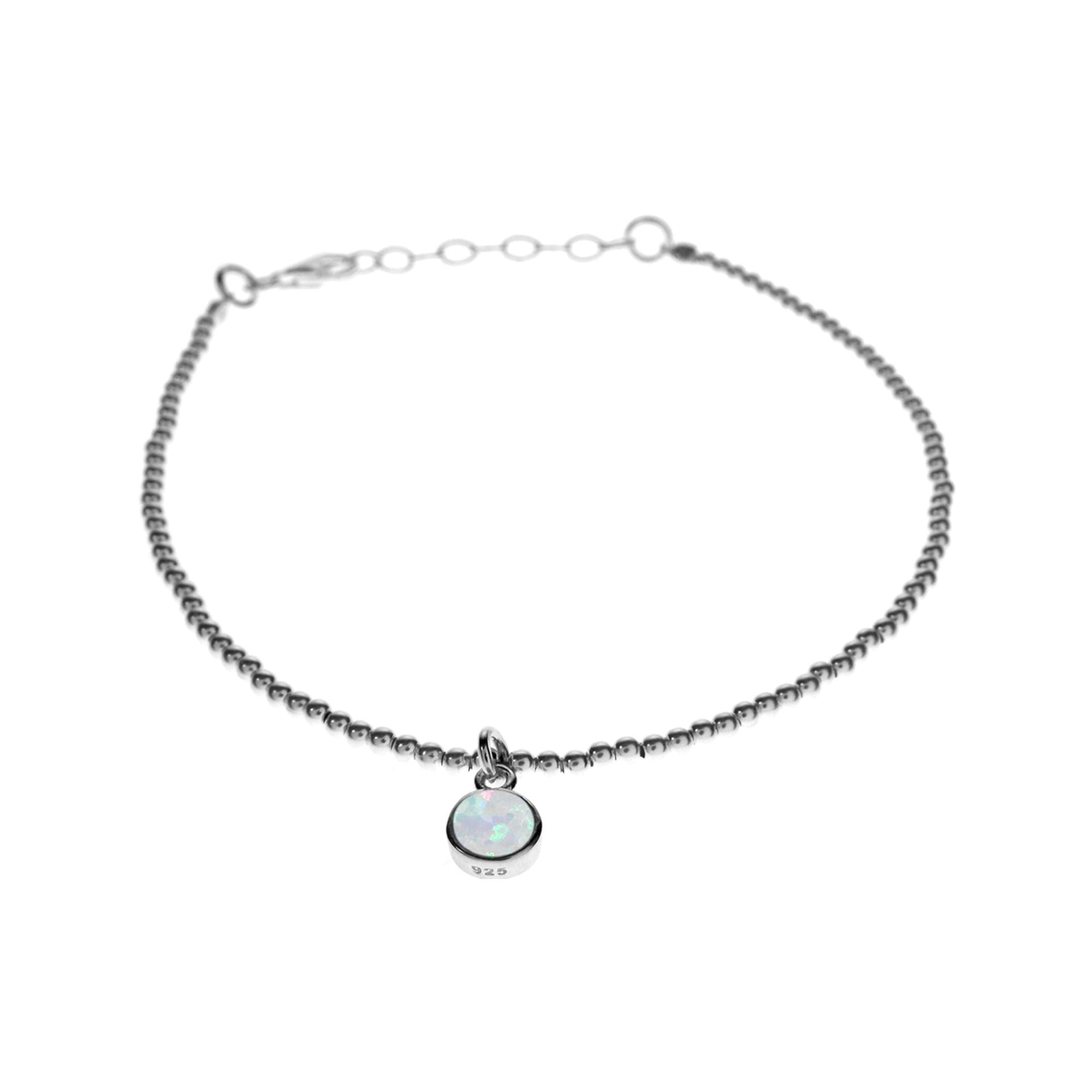 Angelica silver bracelet with round white opalique