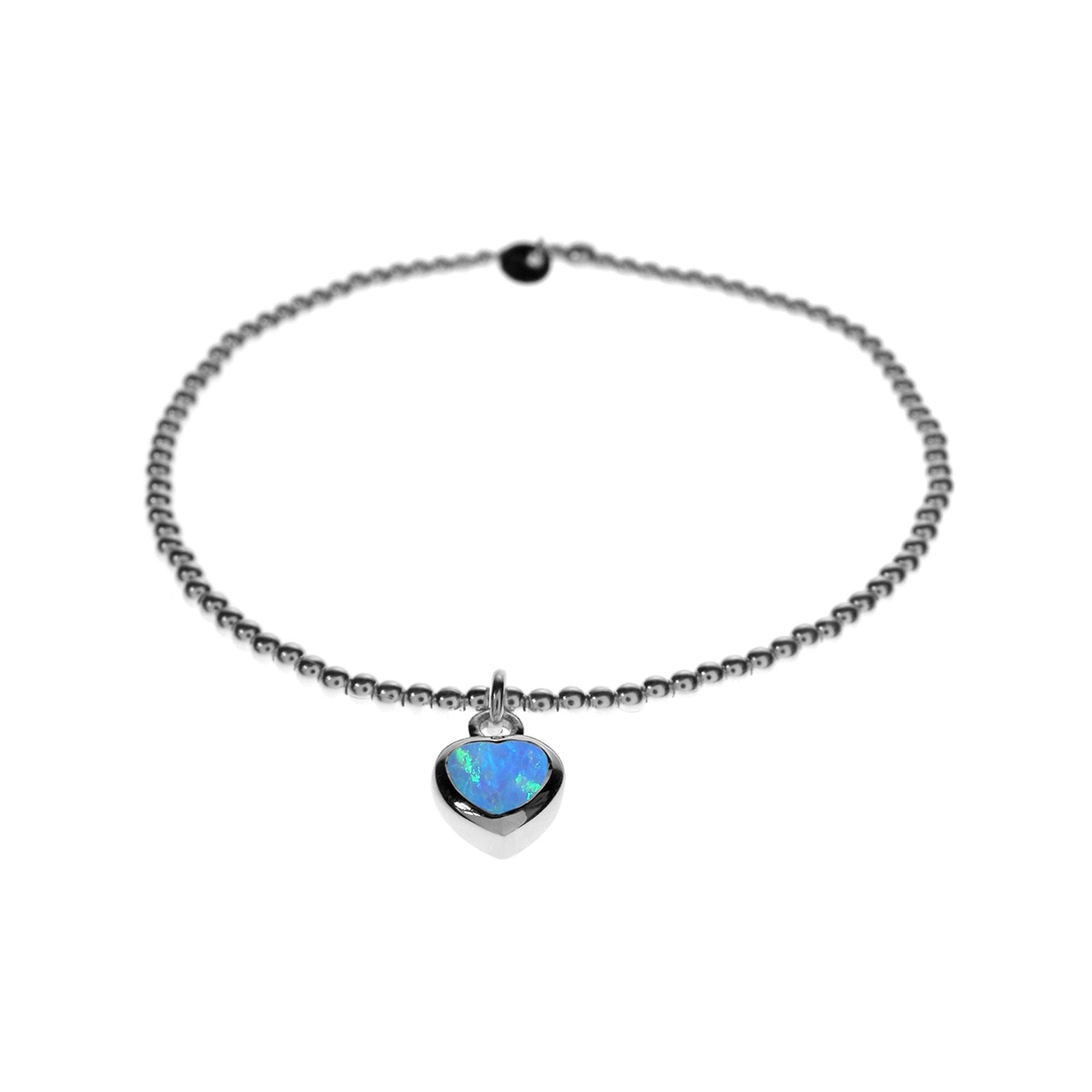 Angelica stretchy silver bracelet with blue heart opalique