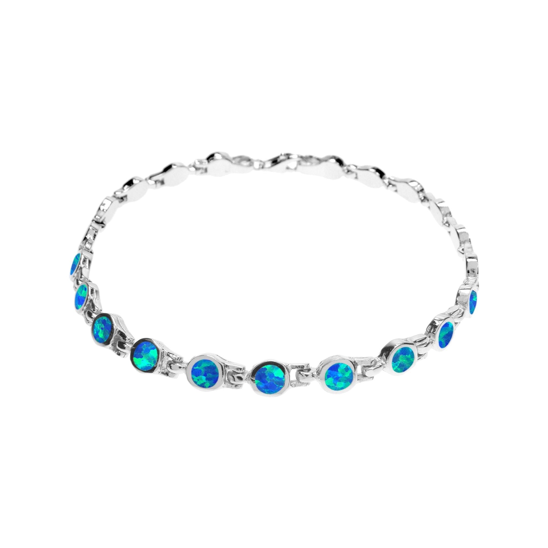 Diana dark blue round opalique and silver bracelet