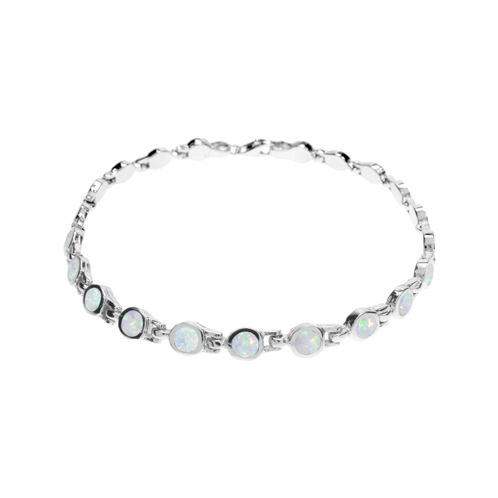 Diana white round opalique and silver bracelet