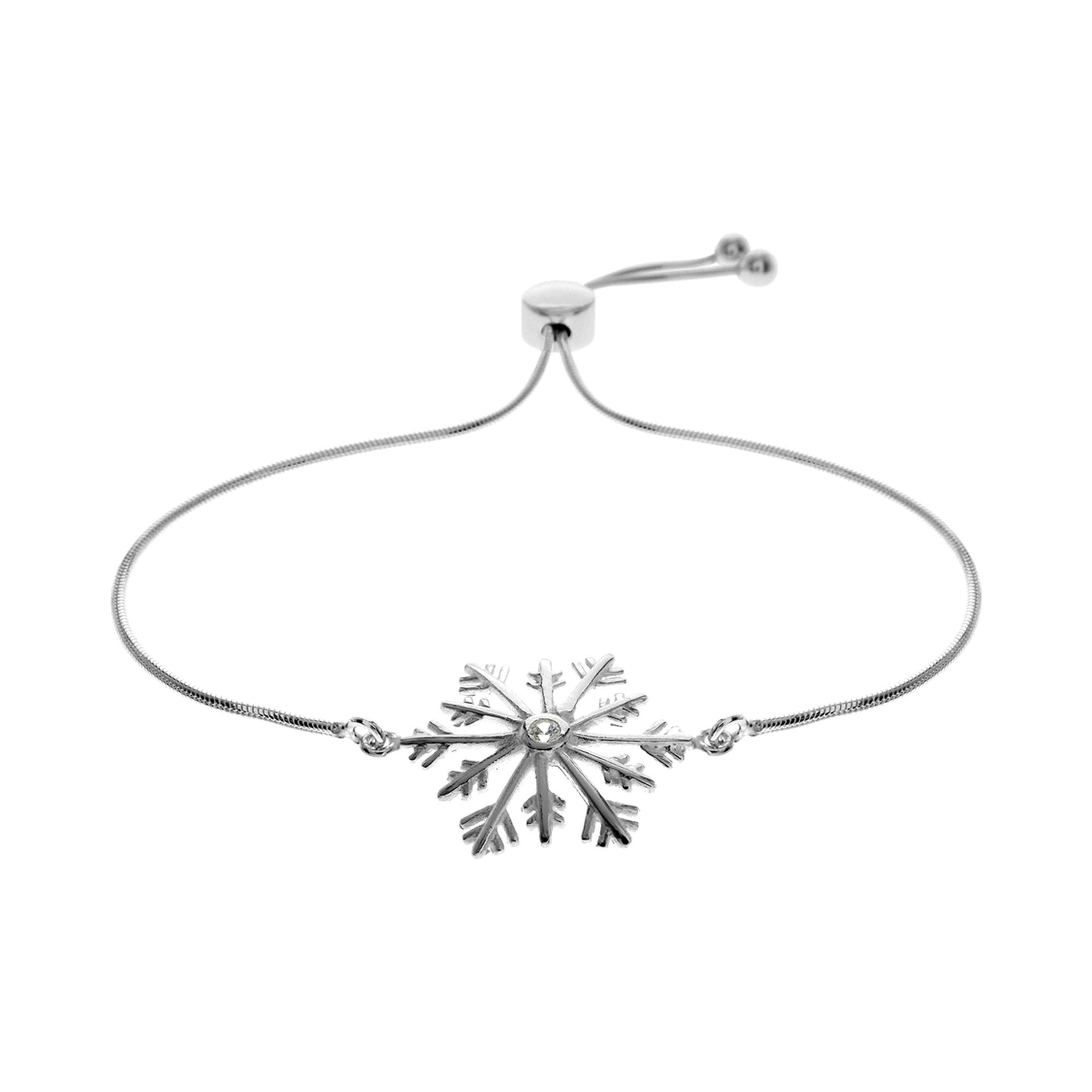 Snowflake bracelet set with CZ solitaire