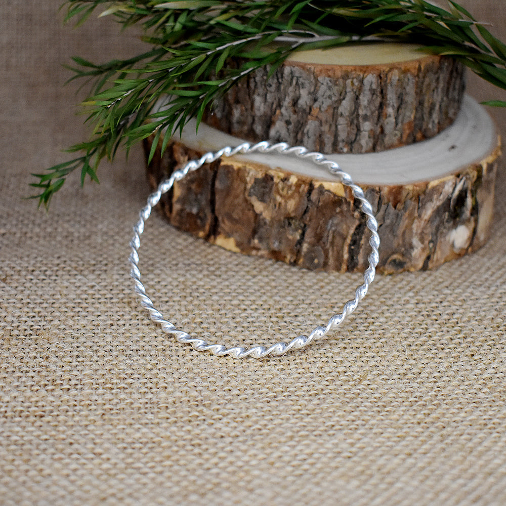 Phoebe twisted silver bangle