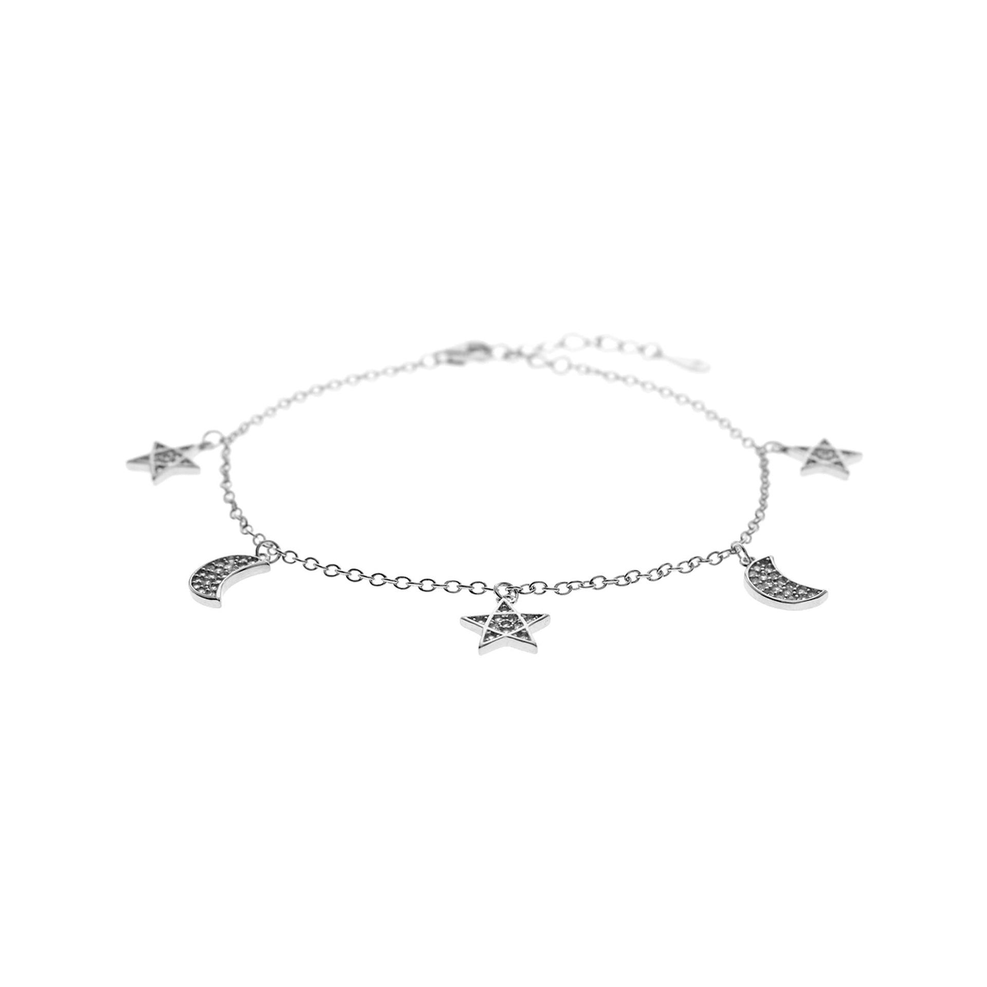 Natalie CZ moon and star silver bracelet