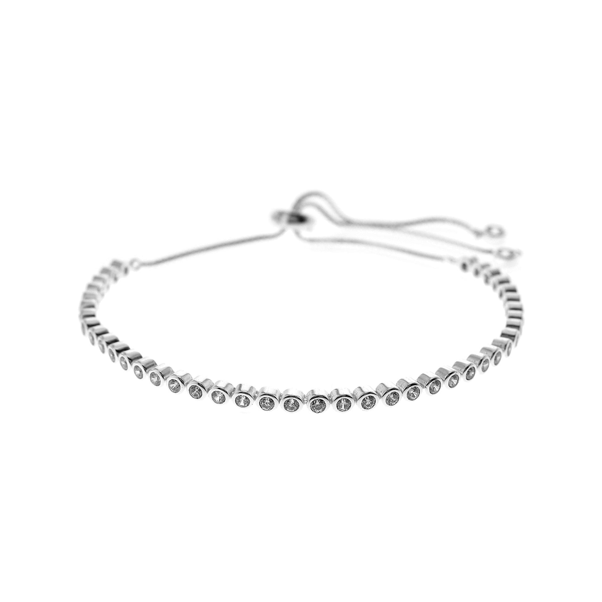 Kenzie CZ tennis silver slider bracelet
