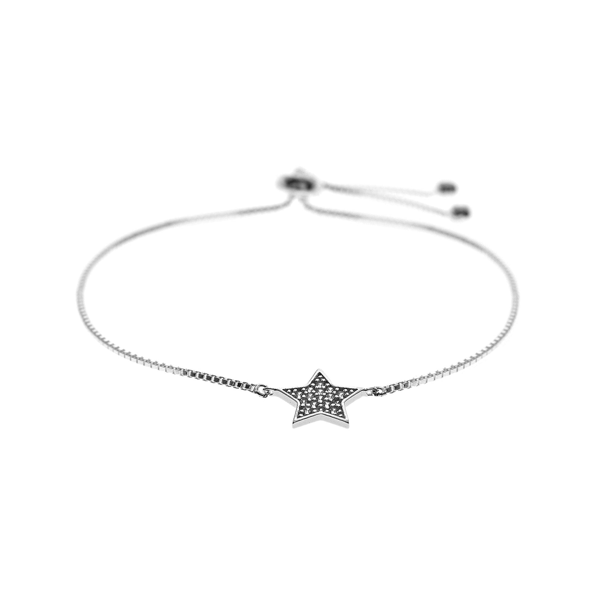 Natalie CZ star silver slider bracelet