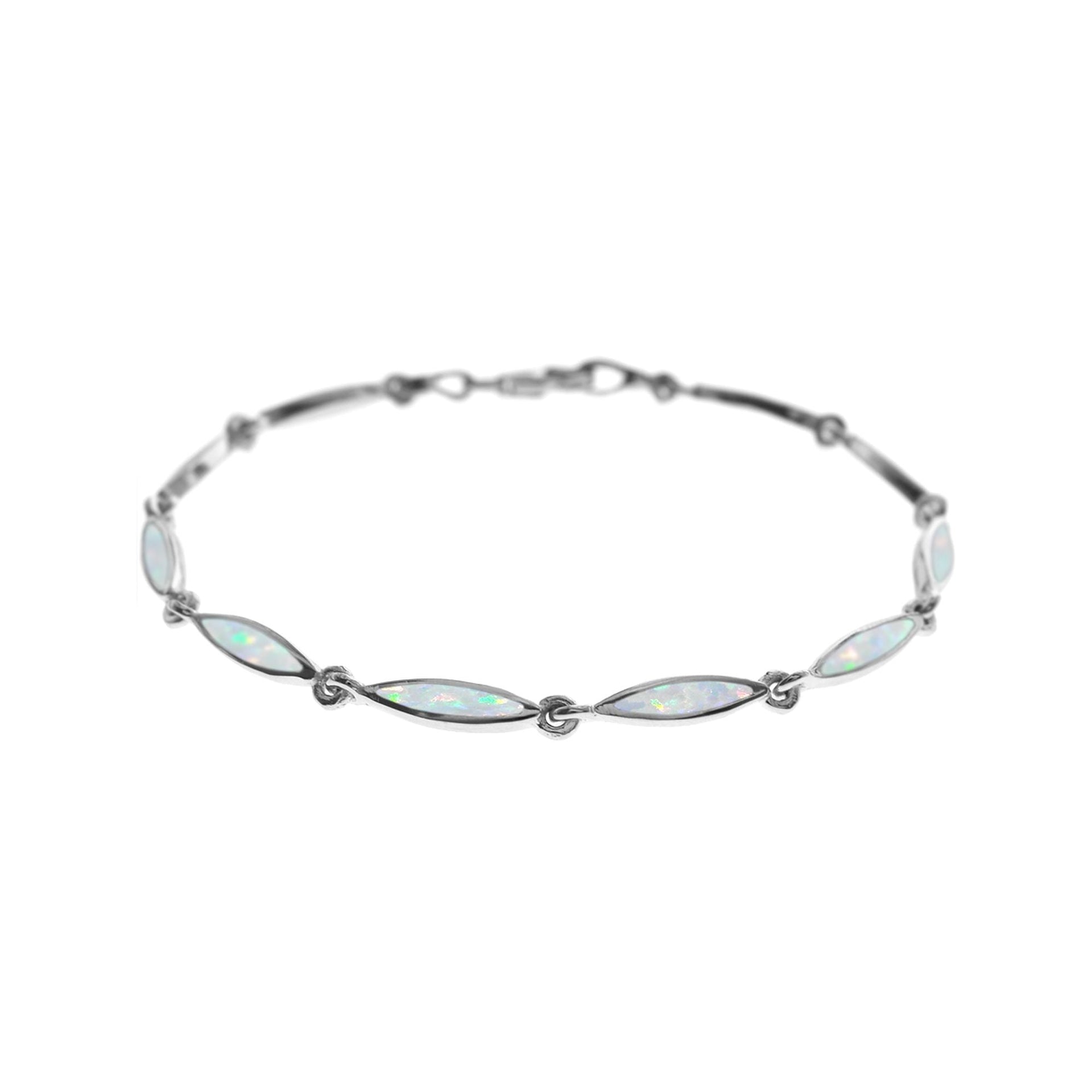Diana white blue opalique & silver bracelet