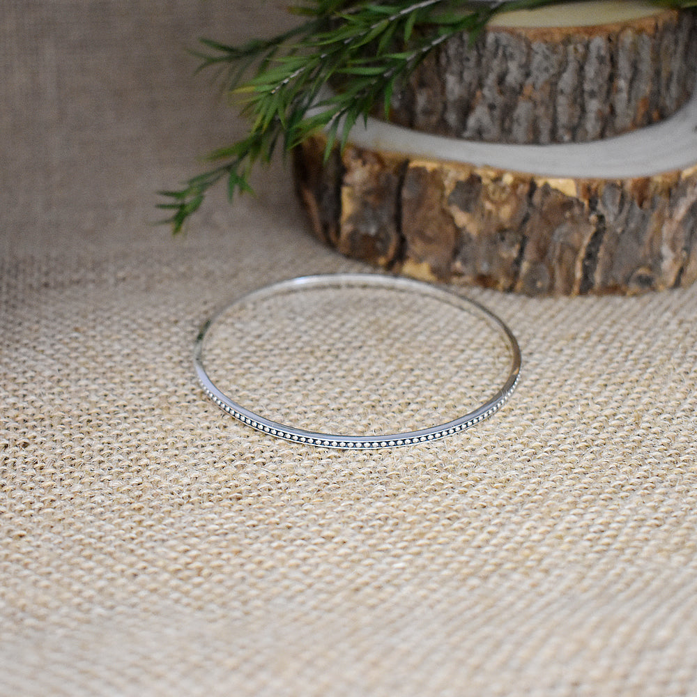 Isla bobble and ridged silver bangle